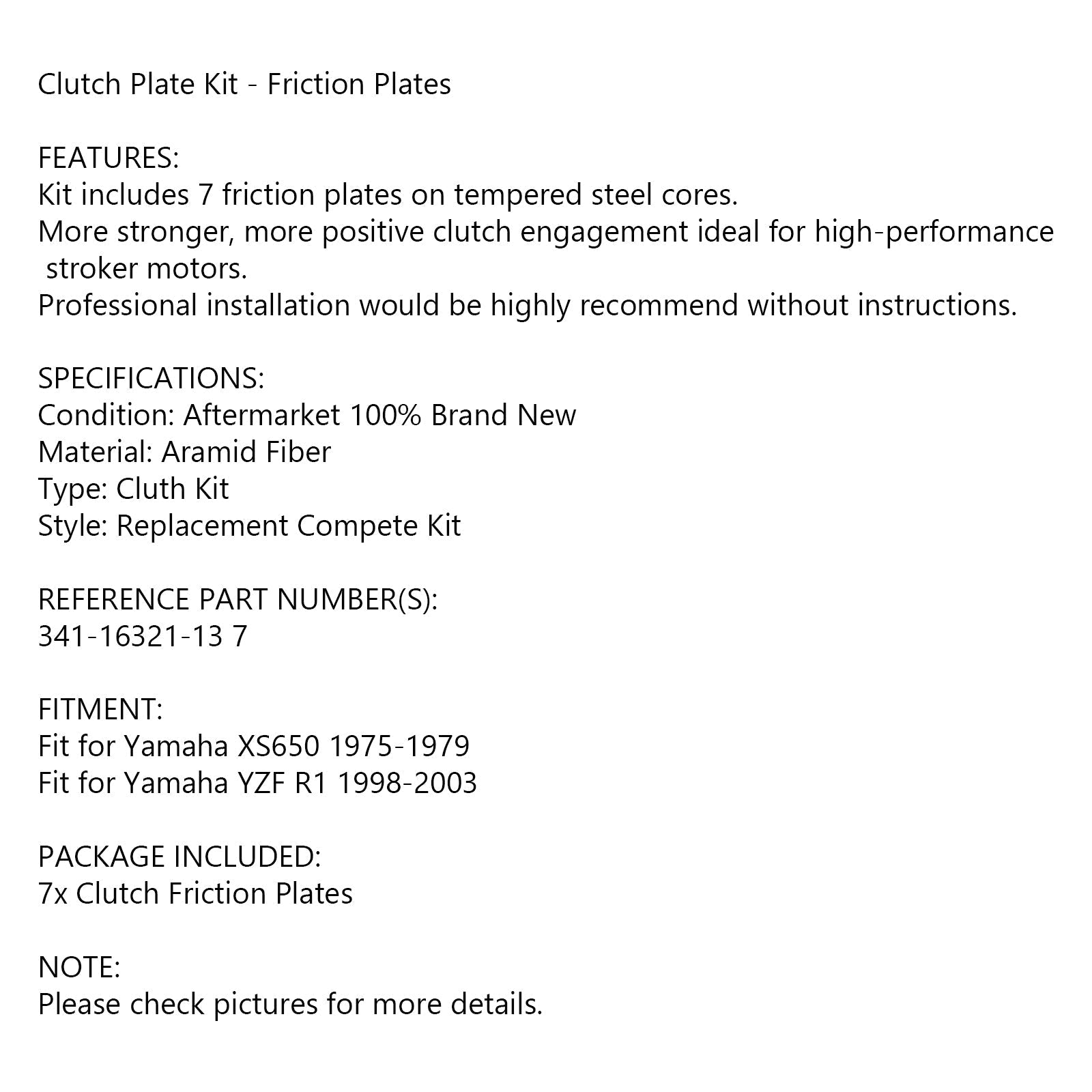 Kit Disco Frizione per Yamaha XS650 75-79 YZF R1 98-03 Generico