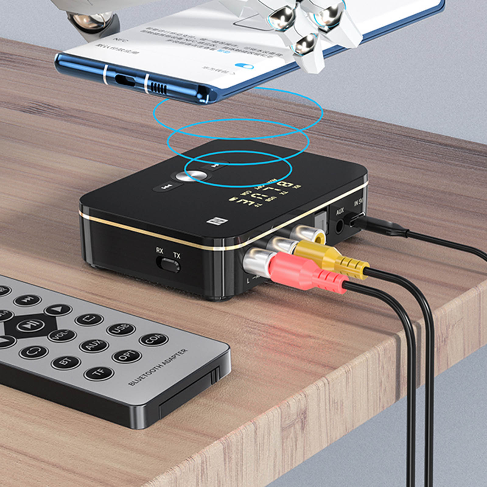 Nadajnik-odbiornik USB Bluetooth Bezprzewodowy adapter NFC 2 w 1 do stereo 2RCA