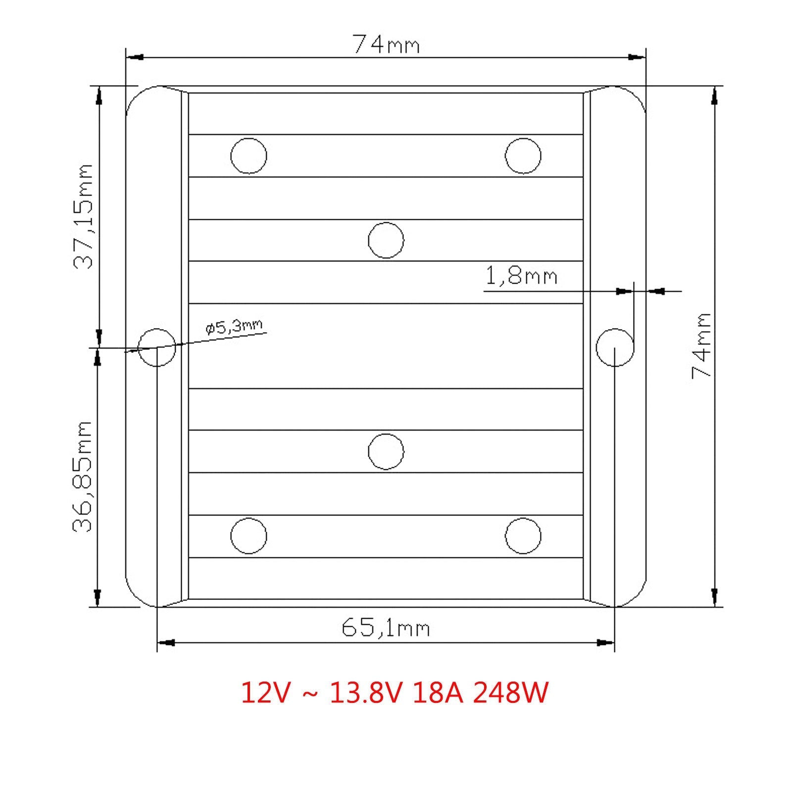 Régulateur de convertisseur 'alimentation élévateur DC 12V à 13.8V 18A 248W étanche