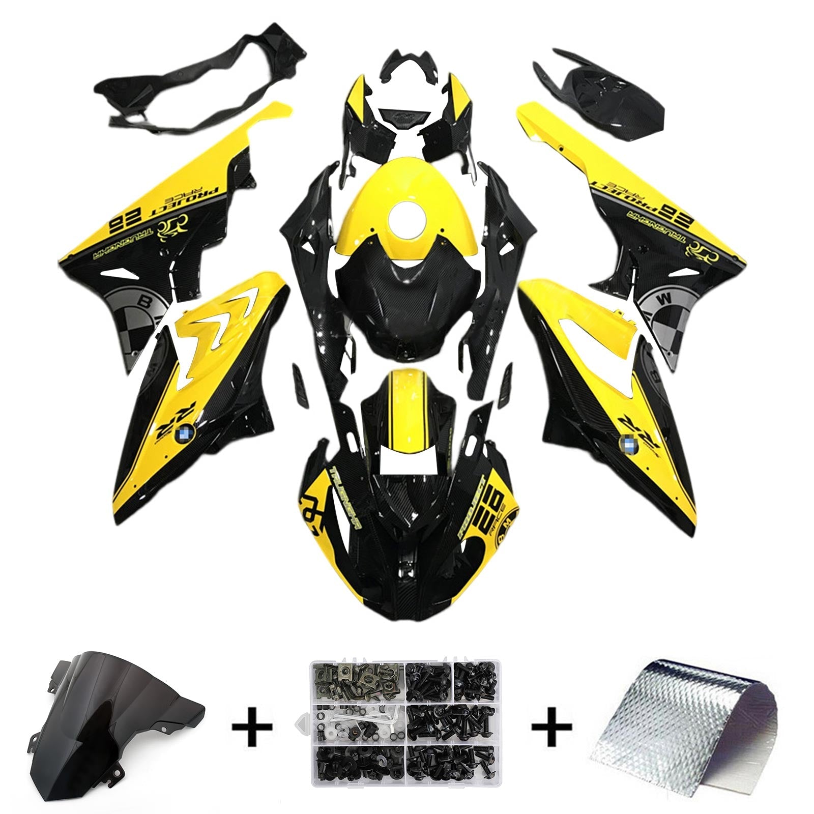 Amotopart BMW S1000RR 2015-2016 Kit kvadratni plastični abs