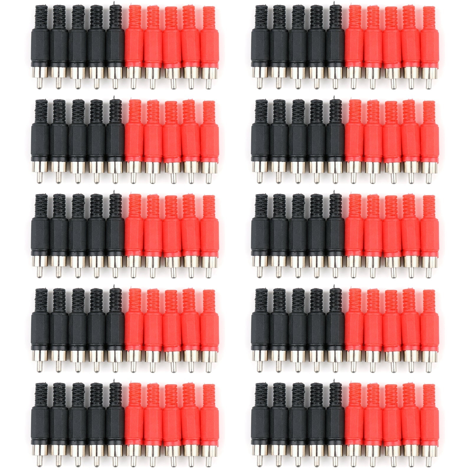 100 Connettori RCA Maschio (50 Paia) - Rosso + Nero, Tipo Saldato, Per Cavi Audio/Video - Foto 4