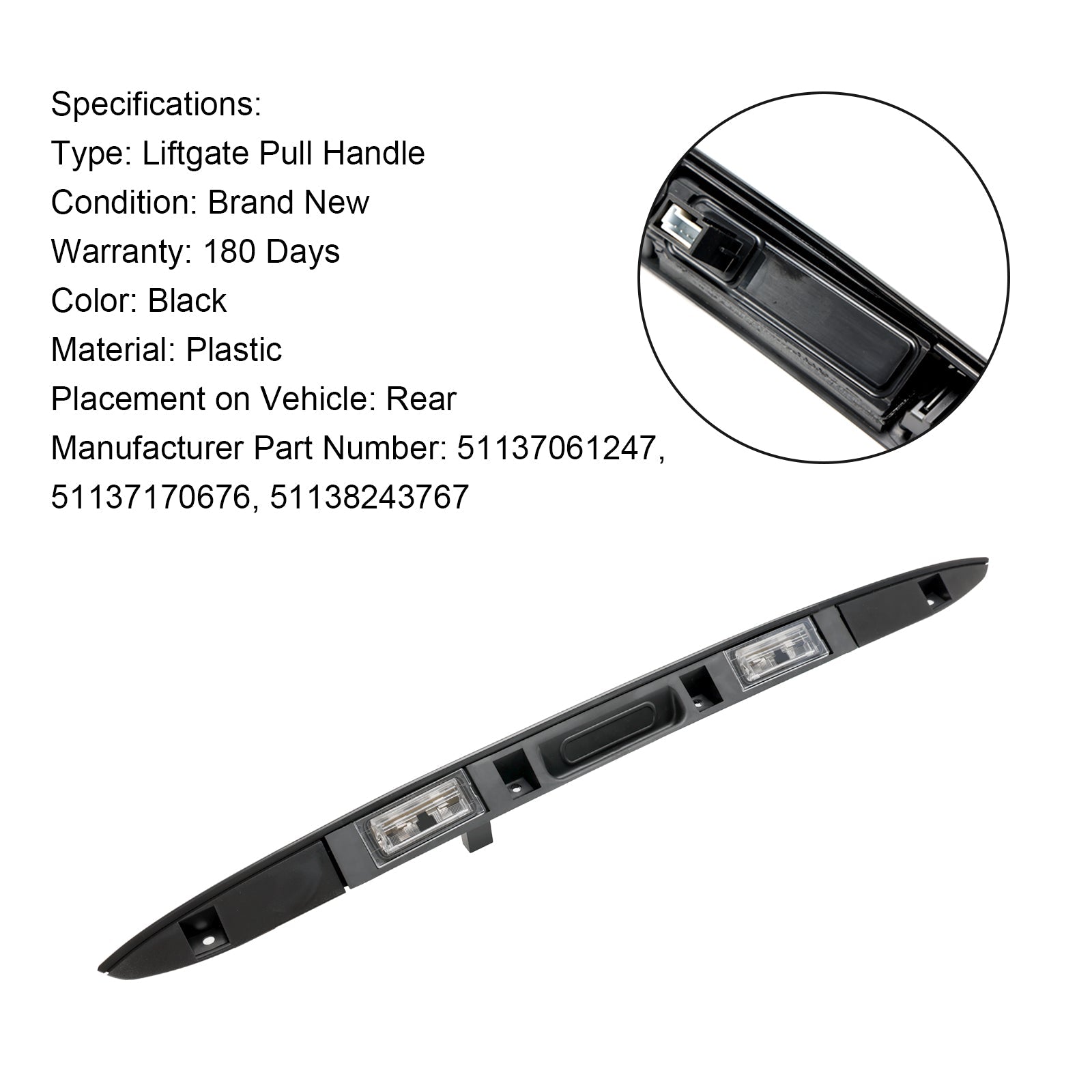 Poignée de plaque d'immatriculation avec bouton de clé 51137170676 pour BMW X5 E53