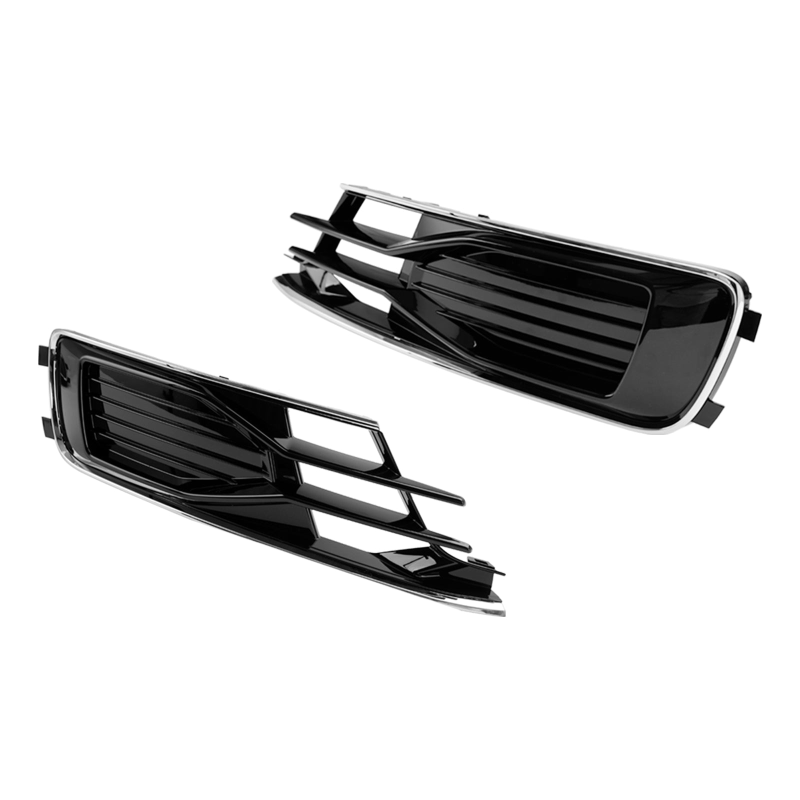 Audi A6 C7 2014-2018 2 stuks voorbumper mistlamprooster zwart chroom