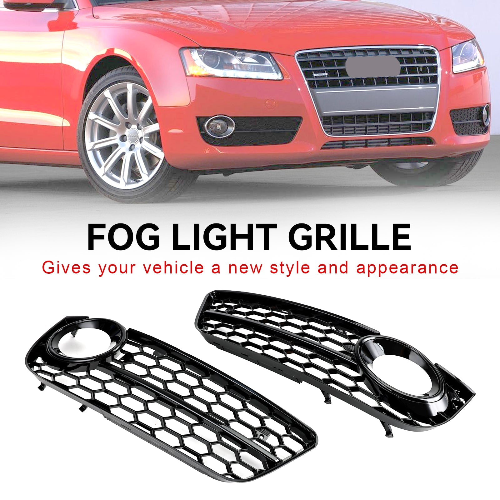 Audi A5 2007-2011 Paire Grille de protection antibrouillard avant en nid d'abeille