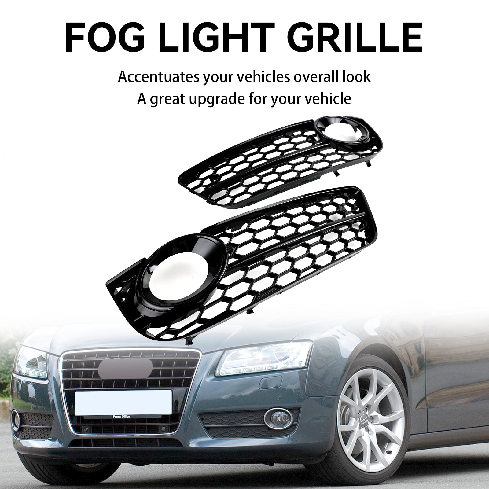 Audi A5 2007-2011 Paire Grille de protection antibrouillard avant en nid d'abeille