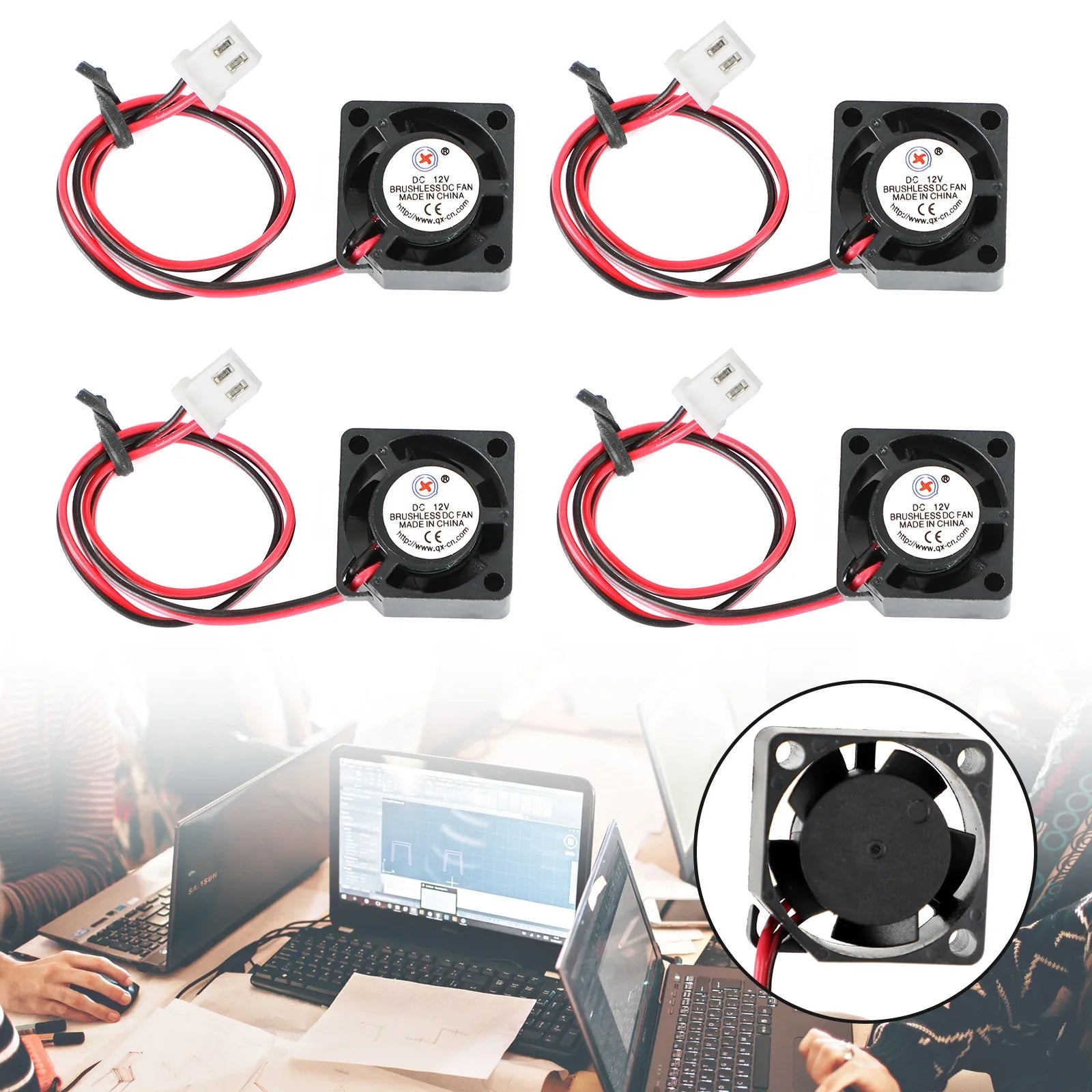 Ventola di raffreddamento a CC senza scope 12V 0.05A 2010 20x20x10mm Sleeve a 2 perni