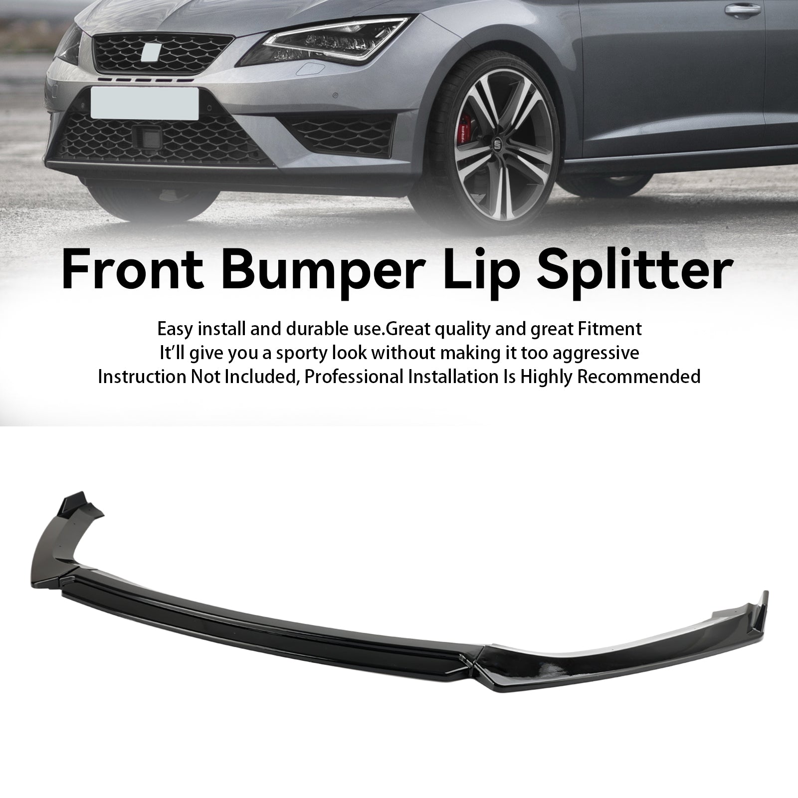 Alerón delantero de rendimiento negro brillante para Seat Leon 5F 2012-2020