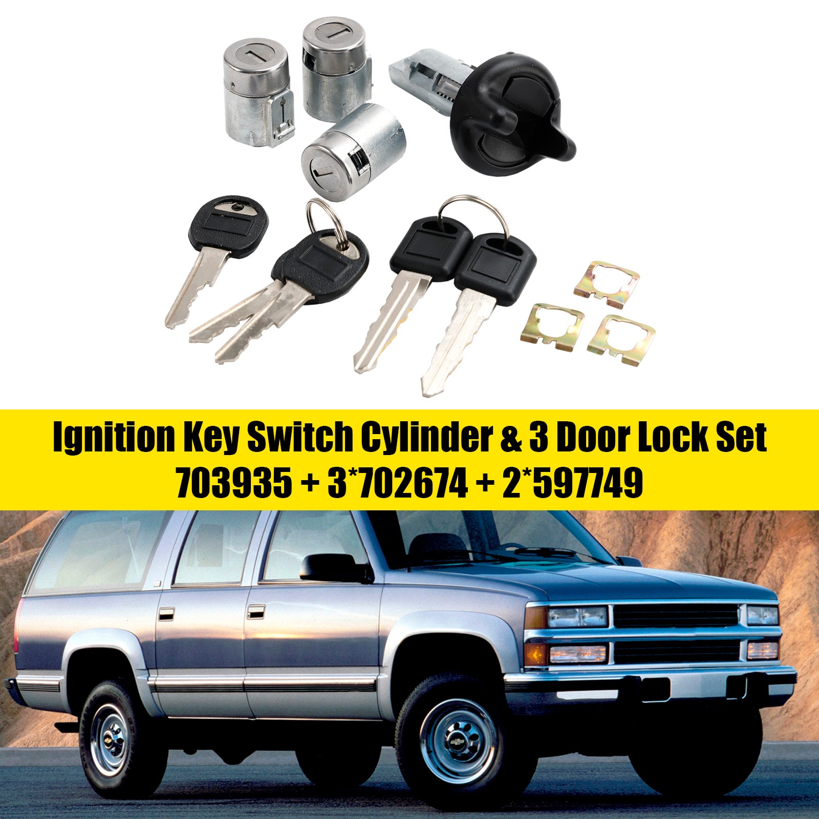 1998-1999 Chevrolet Tahoe Suburban GMC Suburban Yukon sytytyssylinteri ja 3 oven lukkoa kahdella avaimella