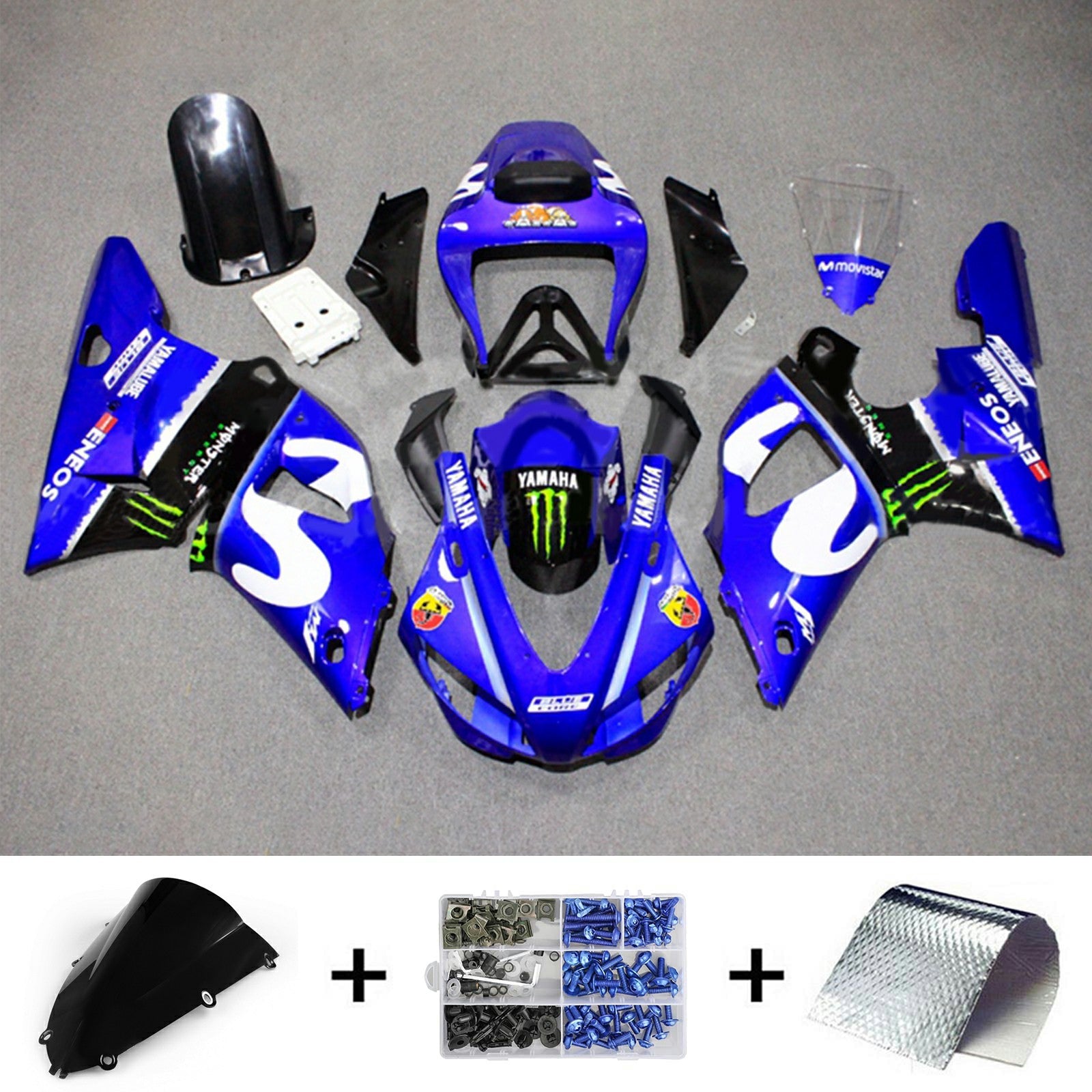 Amotopart Yamaha YZF 1000 R1 1998-1999 ABS muovinen korin suojasarja