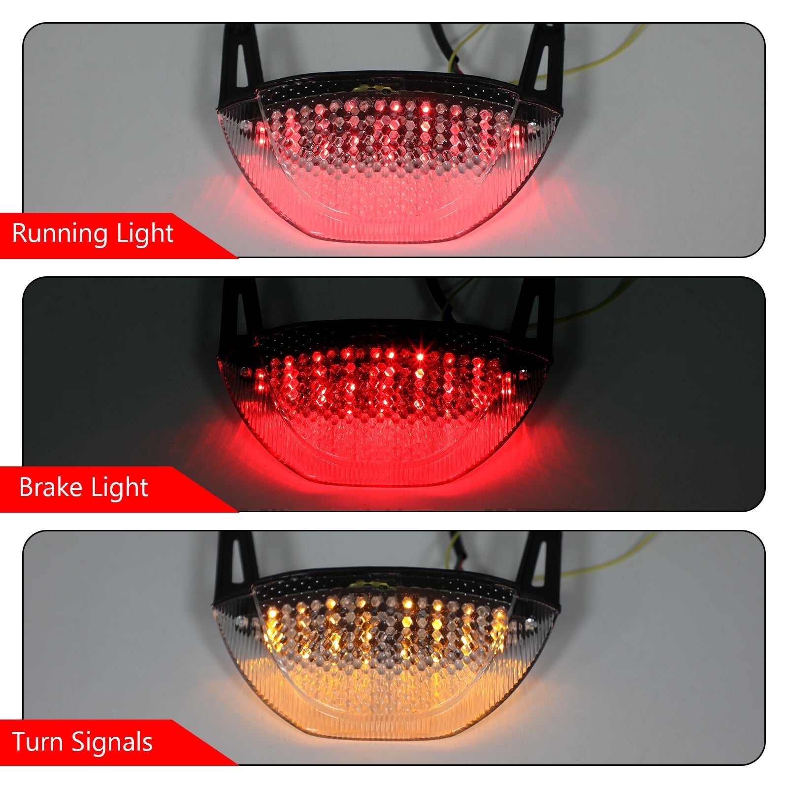 Moottoripyörän takajarrujen vilkkuvat valot Honda CBR 600RR 2007-2012 Generic Red