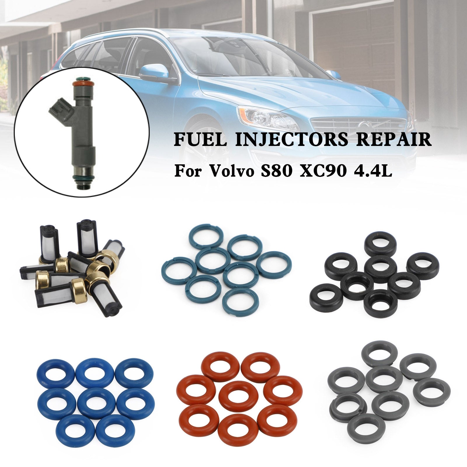 Volvo S80 XC90 4.4L 8 pièces Kit de joint de réparation 'injecteurs de carburant bouchon de filtre FJ1073 85212247 1550589 86536080 024078918 55559397 1581552