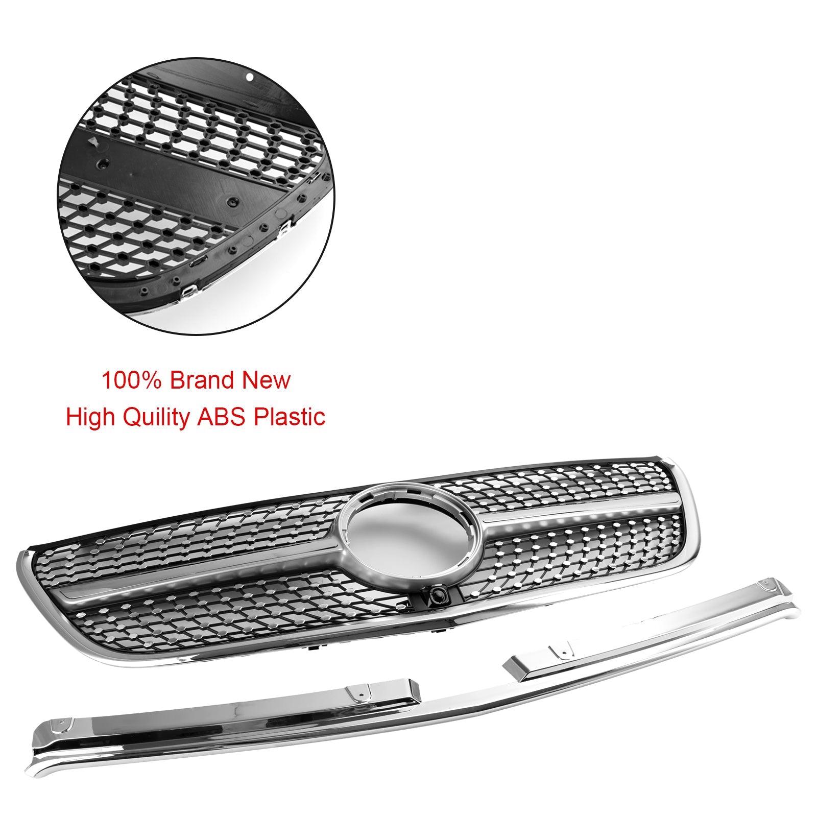 Timanttipuskurin säleikkö Mercedes Vitoon W447 2015-2019 GT-tyyli