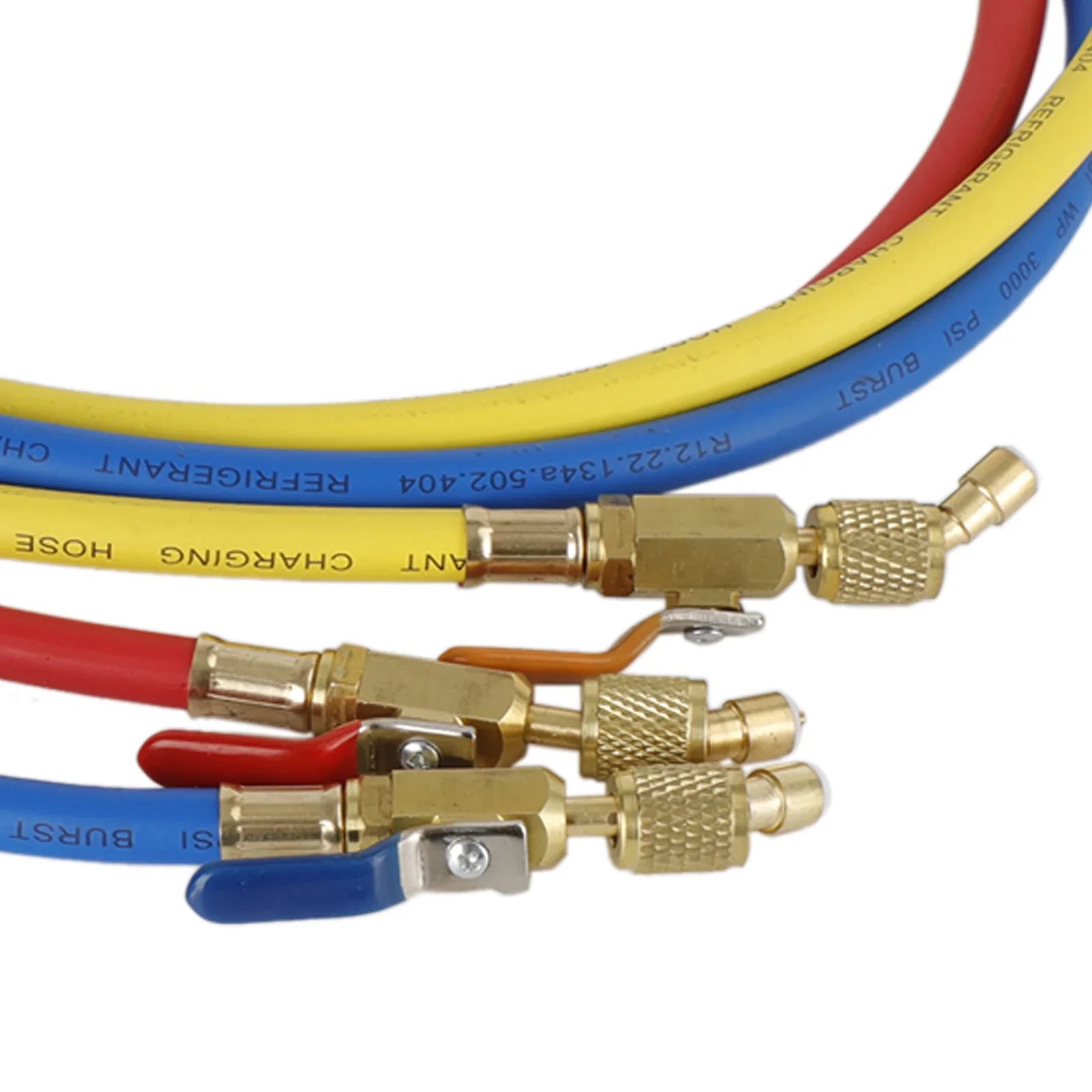 3 węże ładujące HVAC 1/4" SAE 600 PSI z zaworem odcinającym czynnik chłodniczy AC R134A