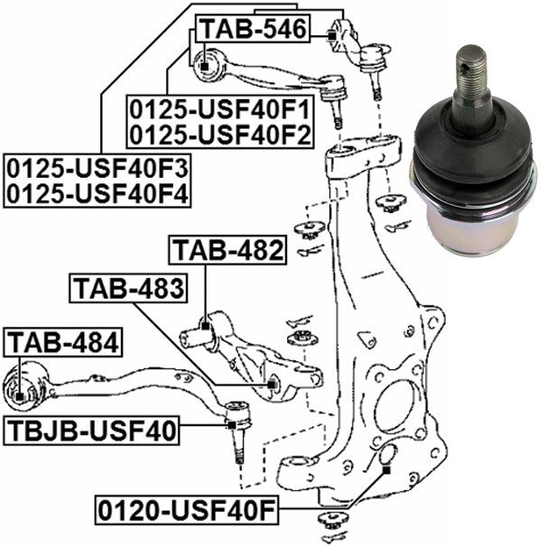Etu-alanivelen pallonivel vuosille 2007-2016 Lexus LS460 2WD RWD 43201-59045 Generic
