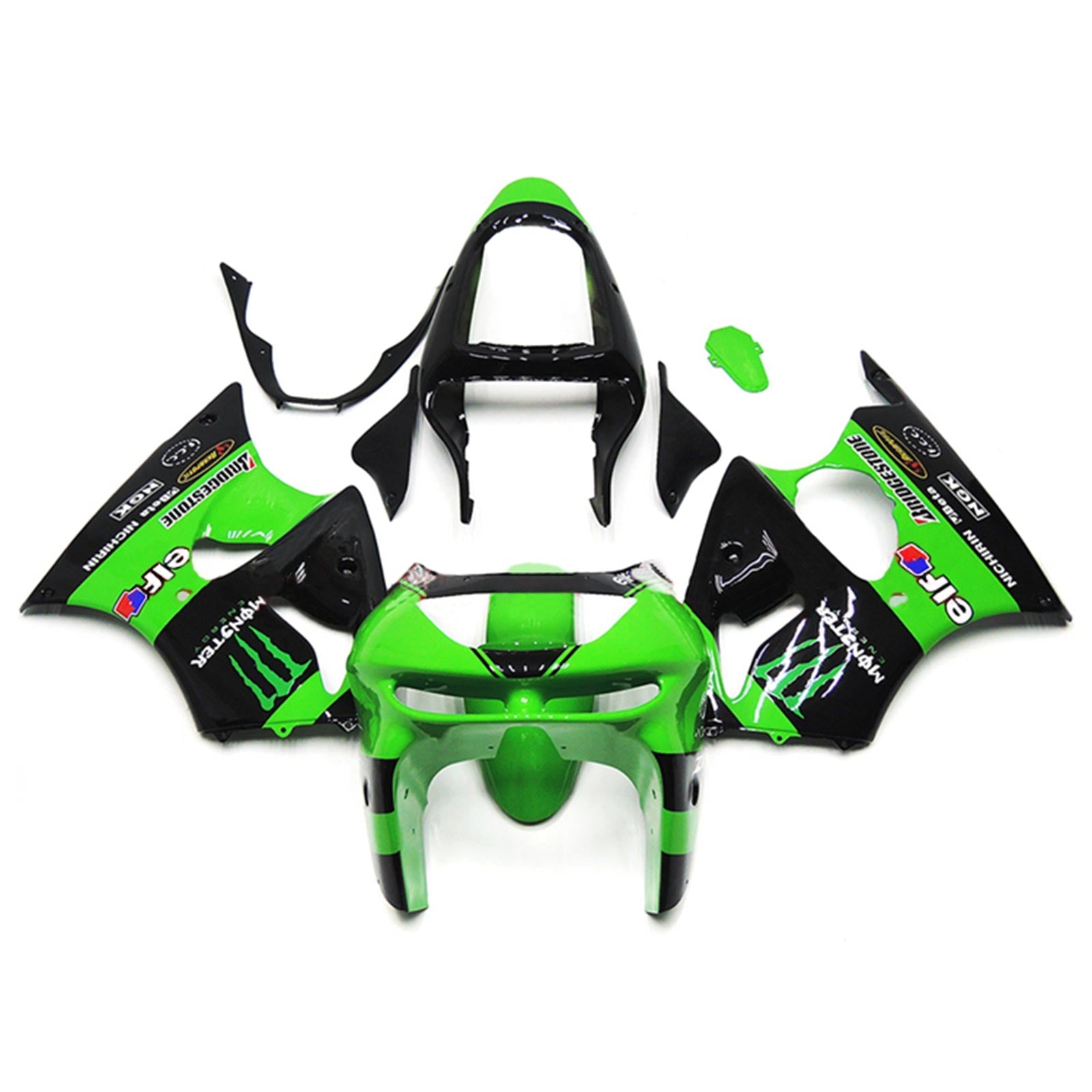 Amotopart Kawasaki ZX6R 1998-1999 Kit Carénage Carrosserie Plastique ABS