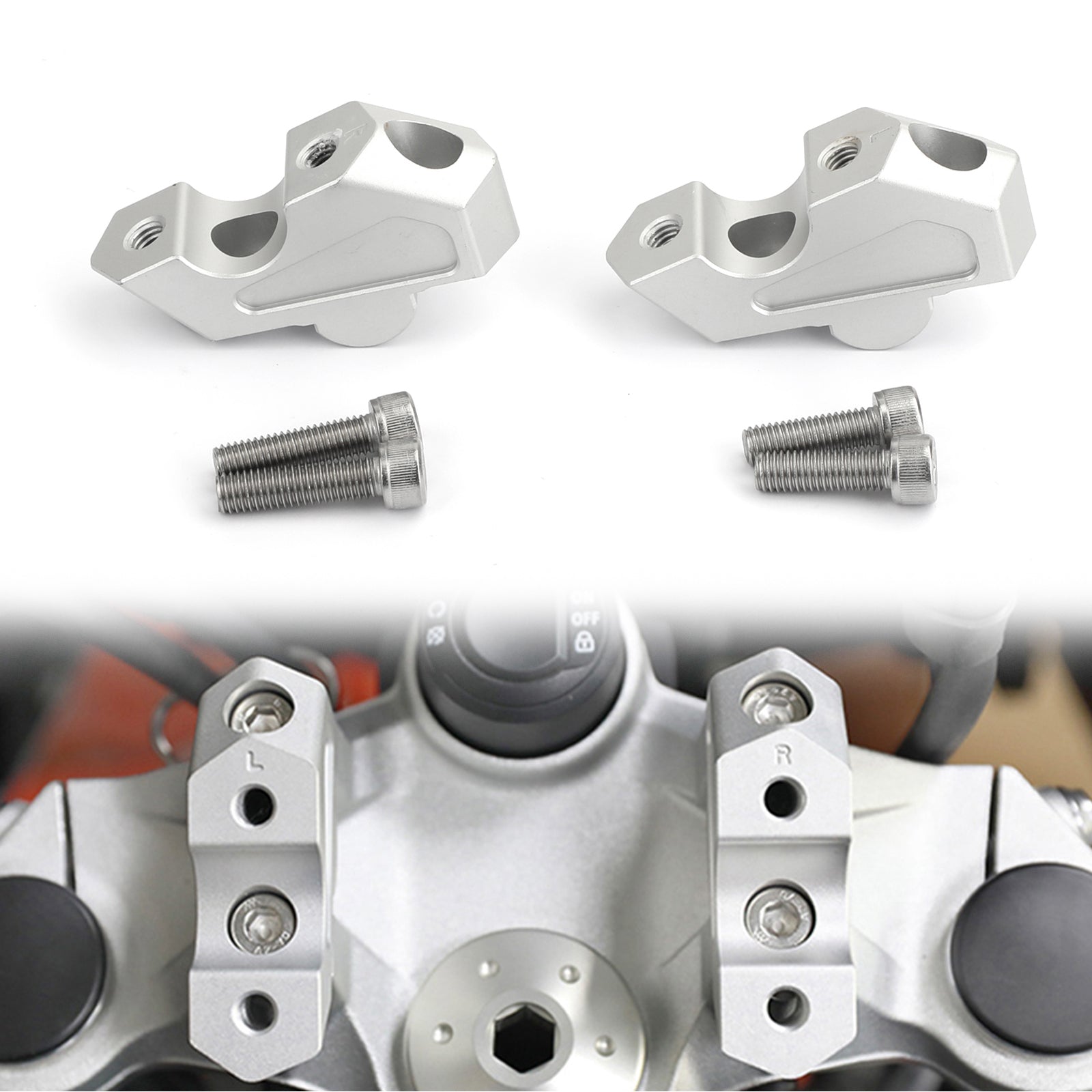 Podnośniki kierownicy 20 mm srebrne 7/8" wznios 23 mm do BMW F750GS 2018 2019 Generic