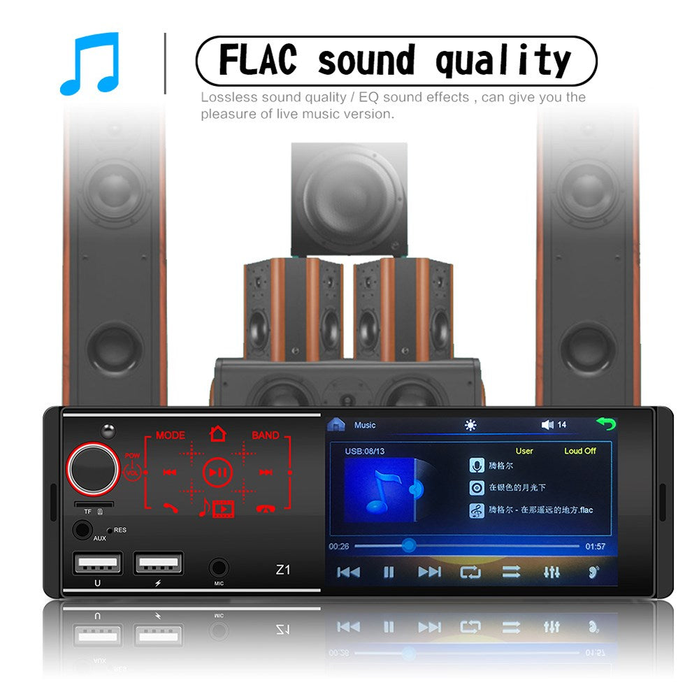 Autoradio Bluetooth à écran tactile simple Din 4 pouces FM + caméra de recul