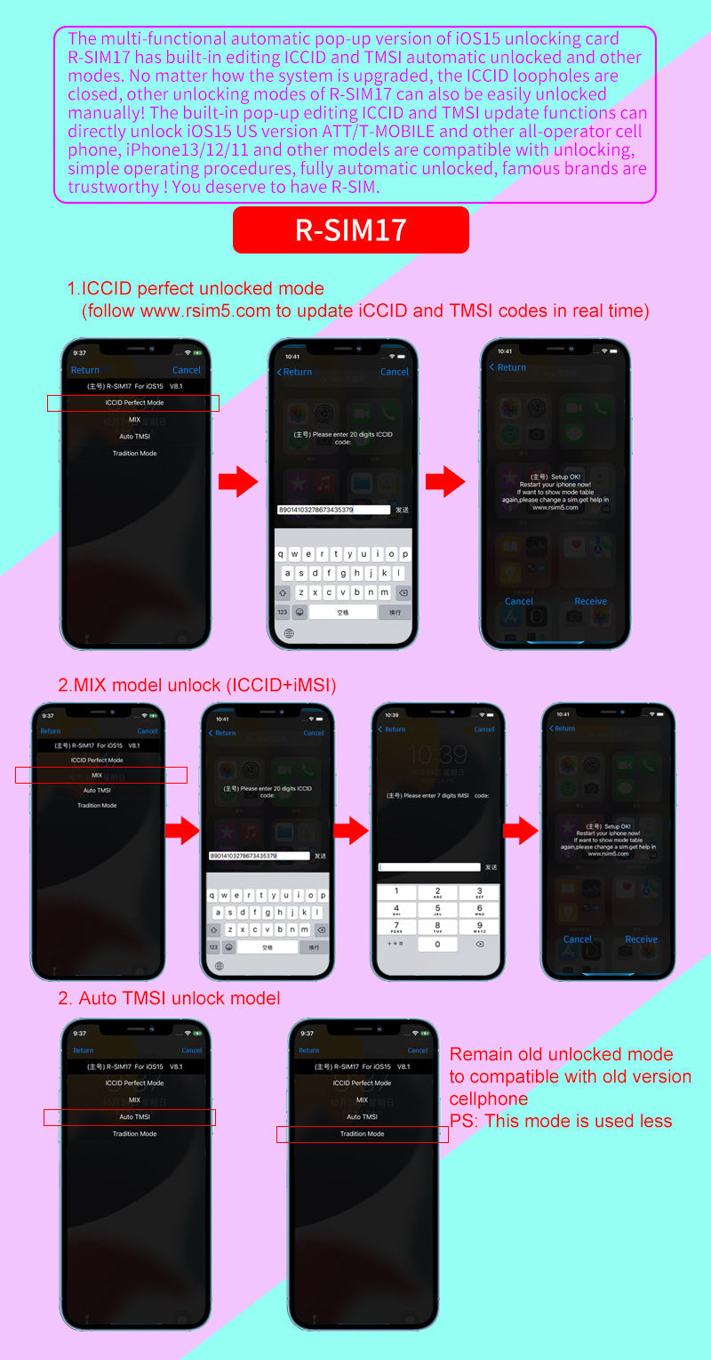 Actualice la tarjeta de desbloqueo RSIM 17 Nano para iPhone 13 Pro 12 Pro Max X XS Max 8 IOS 15