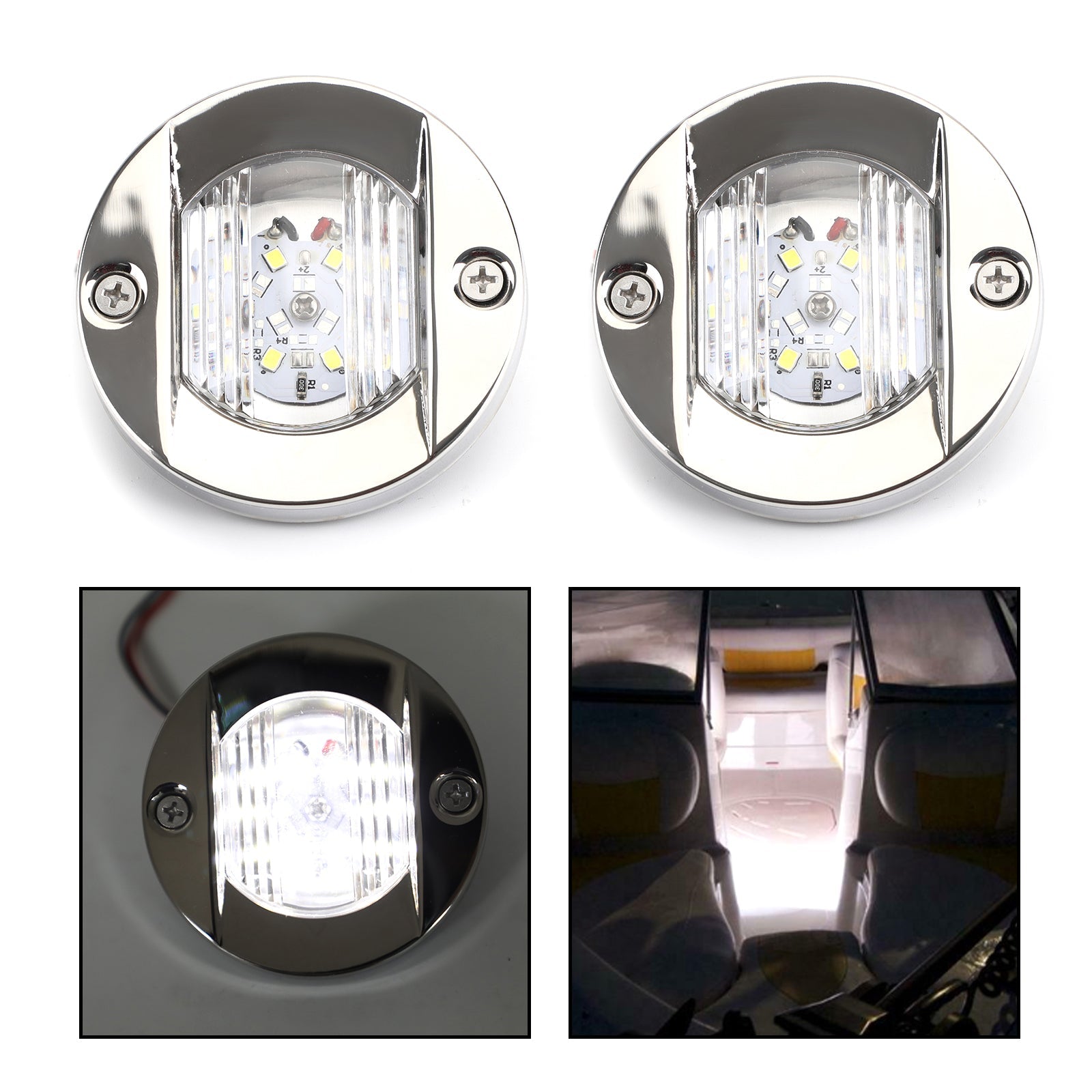 2pcs LED mornariška jahta jahta krom sidrno krmo svetlob