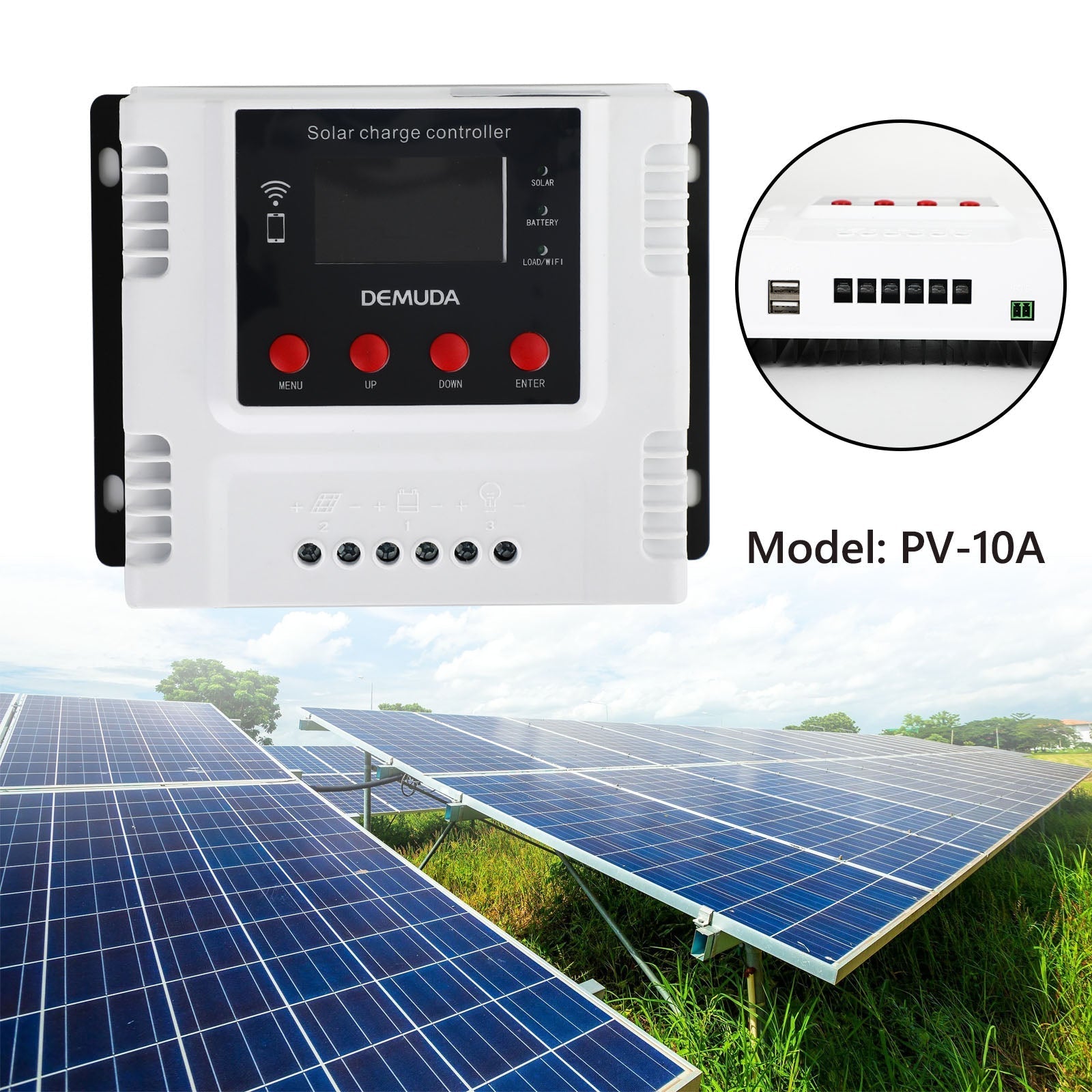 10A-60A 12V 24V 48V Solar Loader met WiFi Monitor PWM LCD-regulator