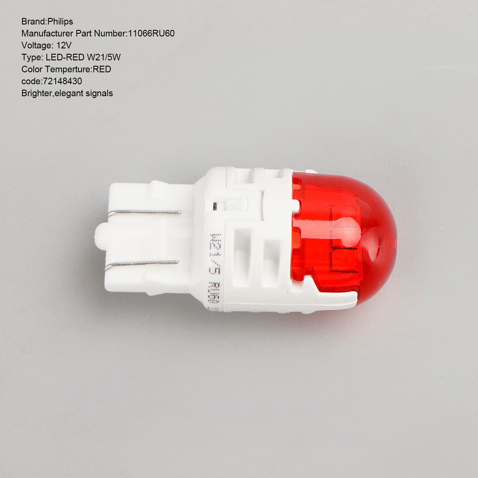 Voor Philips 11066RU60X2 Ultinon Pro6000 LED-ROOD W21/5W Intens rood 75/15lm