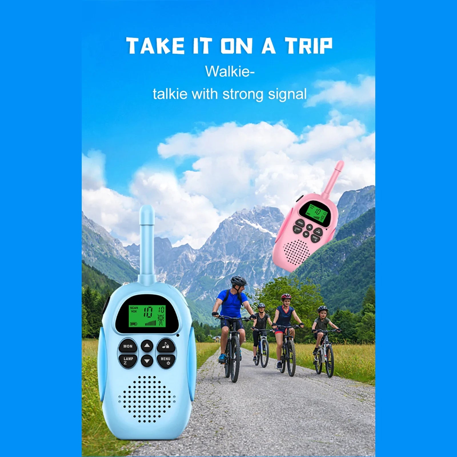 Paket 2 Talkies -Walkies Otroci - razpon 3 km - 22 kanalov - žepna svetilka - polnilna