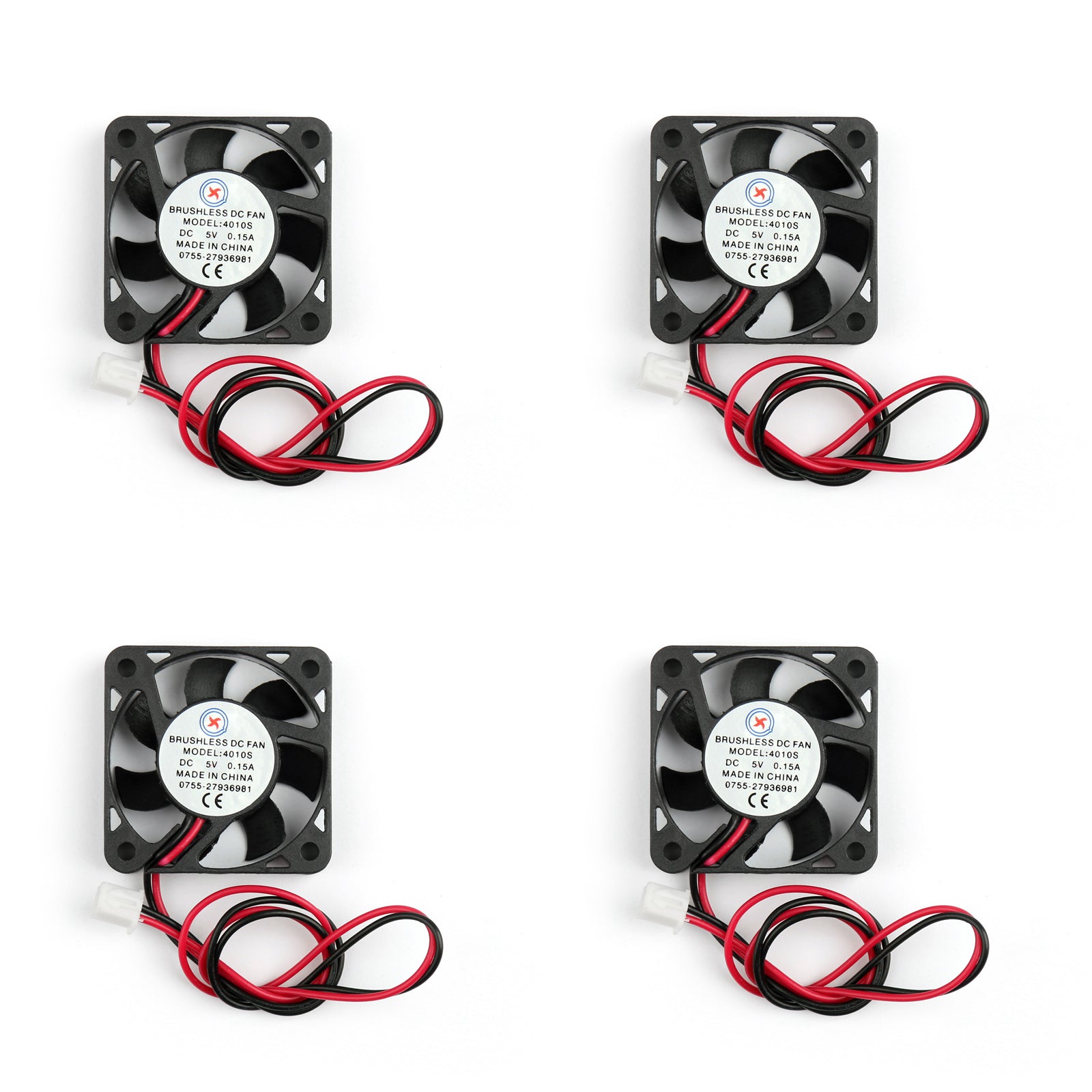 4 deli DC hladilni ventilator brez čopiča 5V 0,15a 4010S 40x40x10mm 2 zatič zatiči