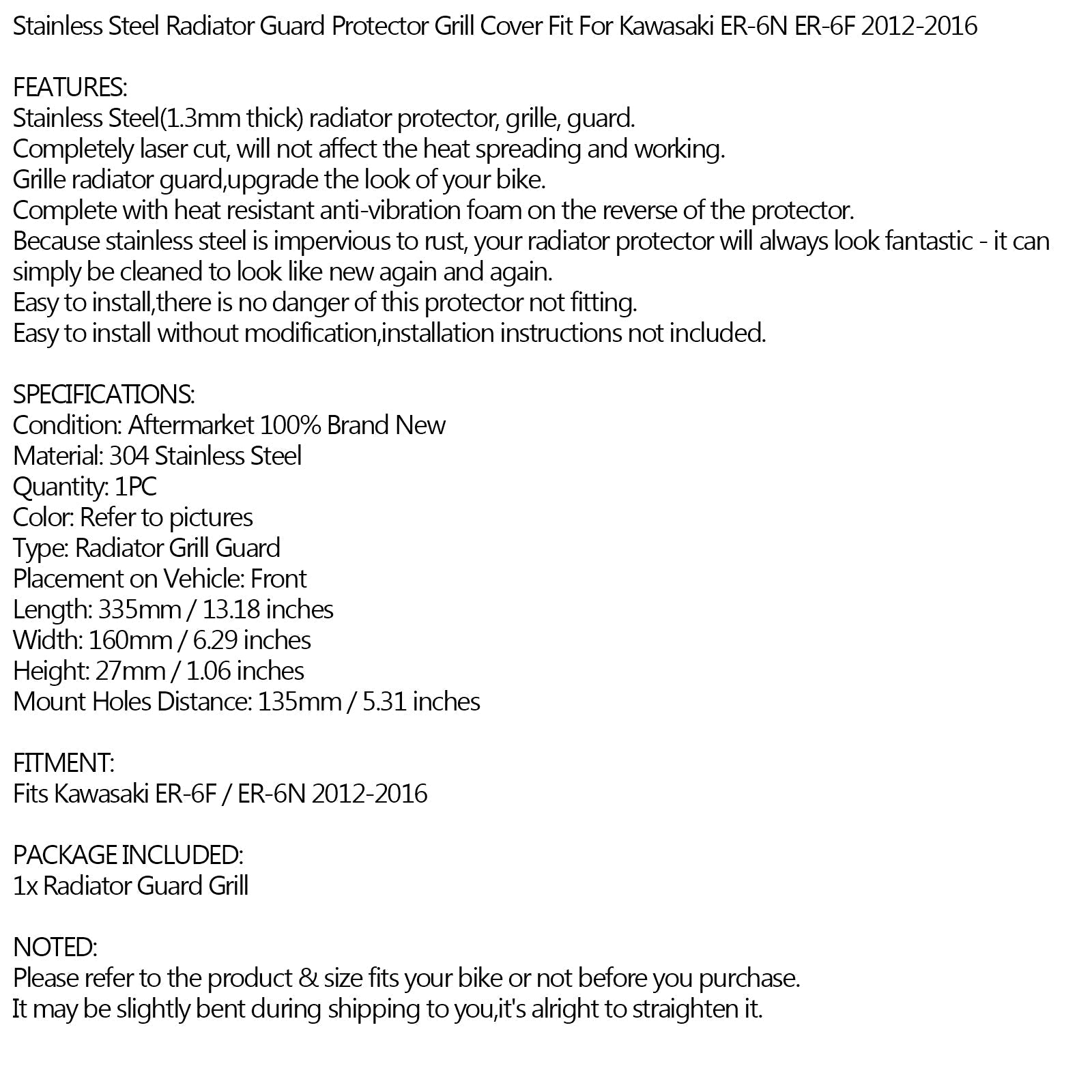 Radiator Grid Protector za Kawasaki ER-6F/ER-6N 2014 2014 2015 2016 generic