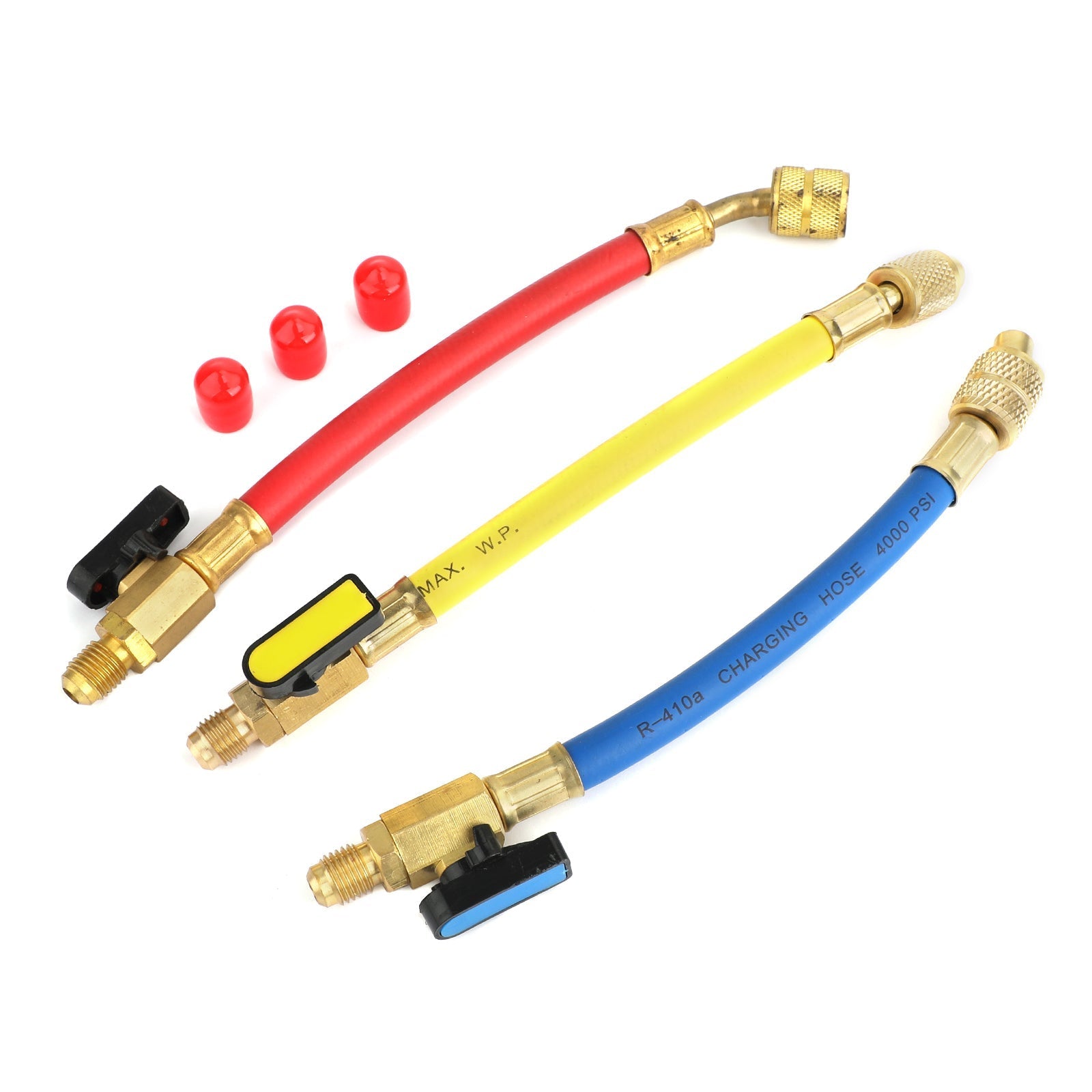 3x tuyaux de charge de réfrigération A/C de jauge de collecteur pour R134a R410a