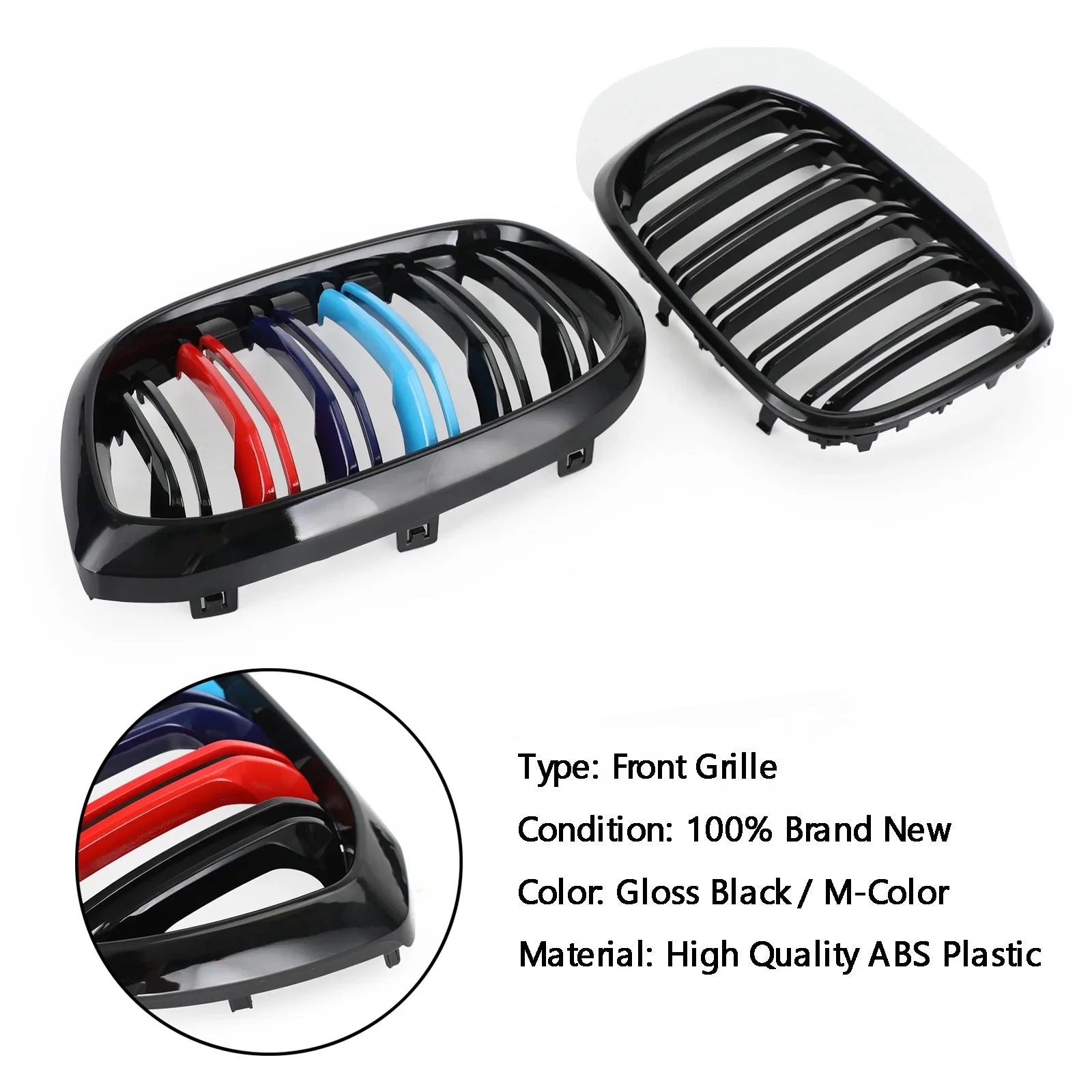 2 szt. Kratka z grillem nerkowym w kolorze M 51138469959 pasuje do BMW G01 X3 G02 X4 Czarny błyszczący Generic