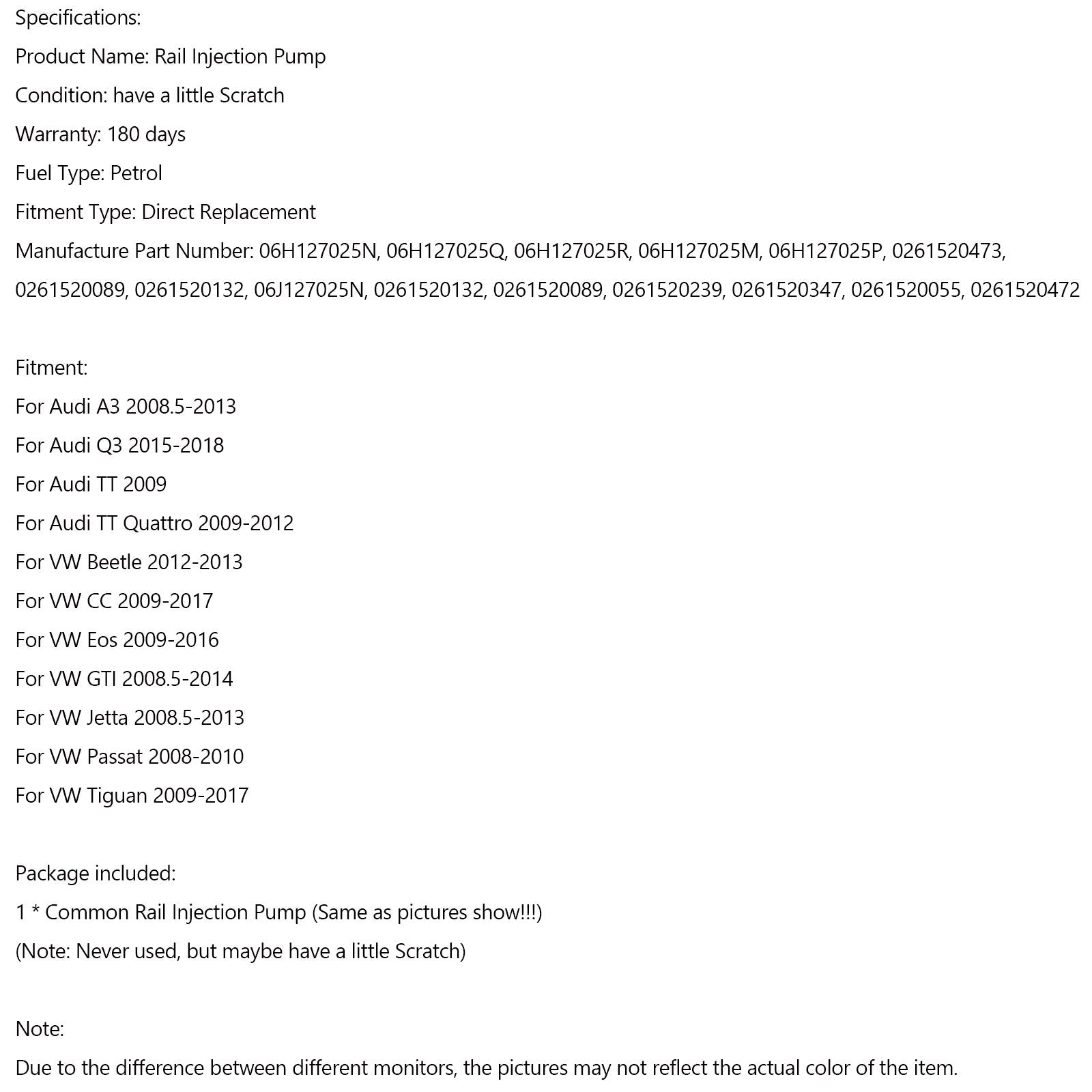 Hogedrukbrandstofpomp VW GTI 2008.5-2014 / VW Passat 2008-2010 06H127025N