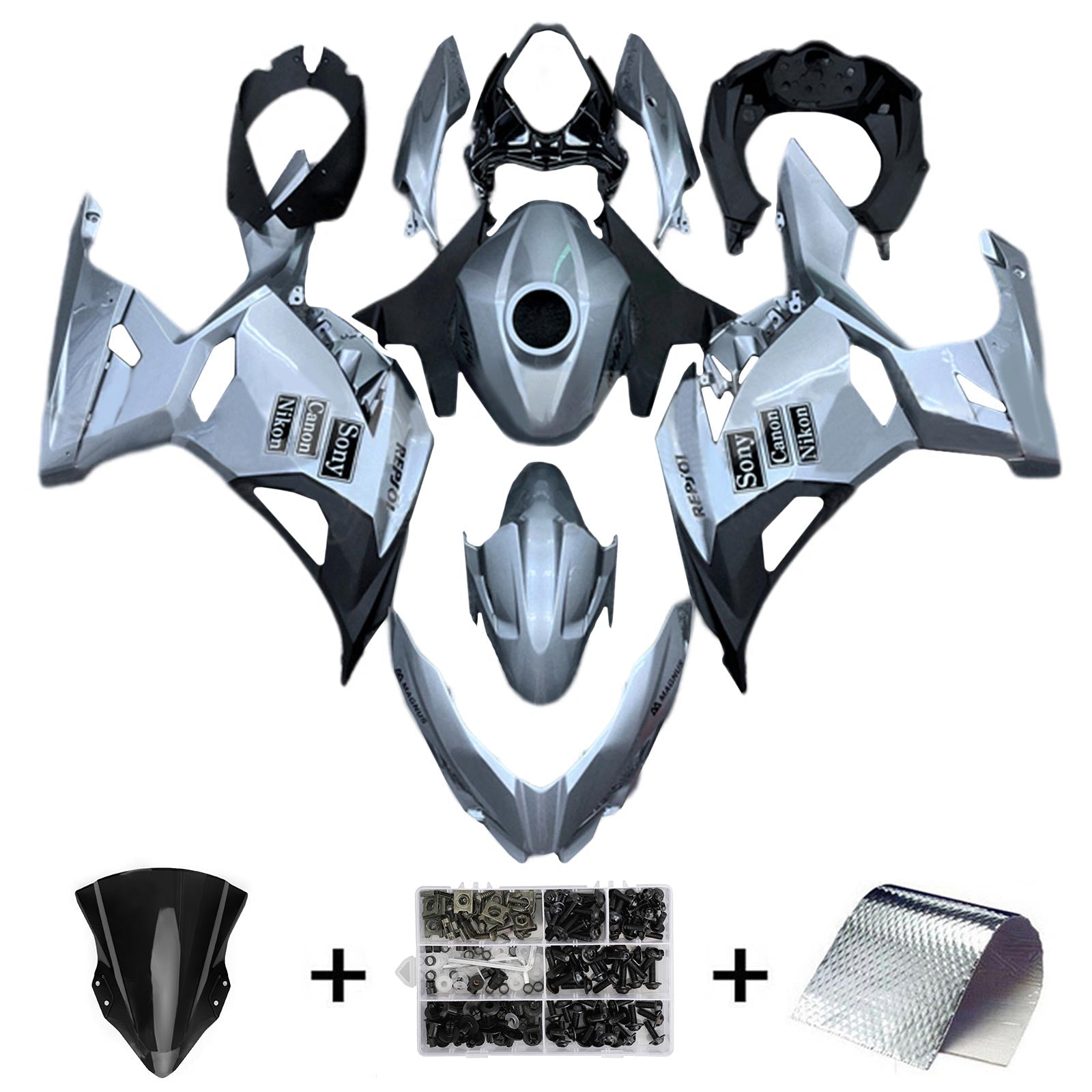 Amotopart kawasaki ex400 ninja400 2018-2023 komplet poštenosti corrier plastični abs