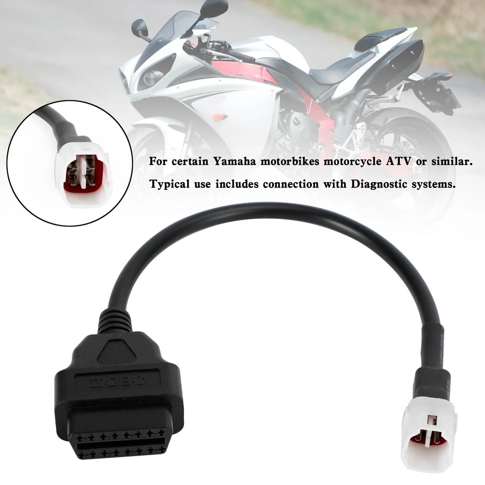 4-pins naar OBD2-kabel diagnostische adapterconnector geschikt voor Yamaha R1 R6 MT09