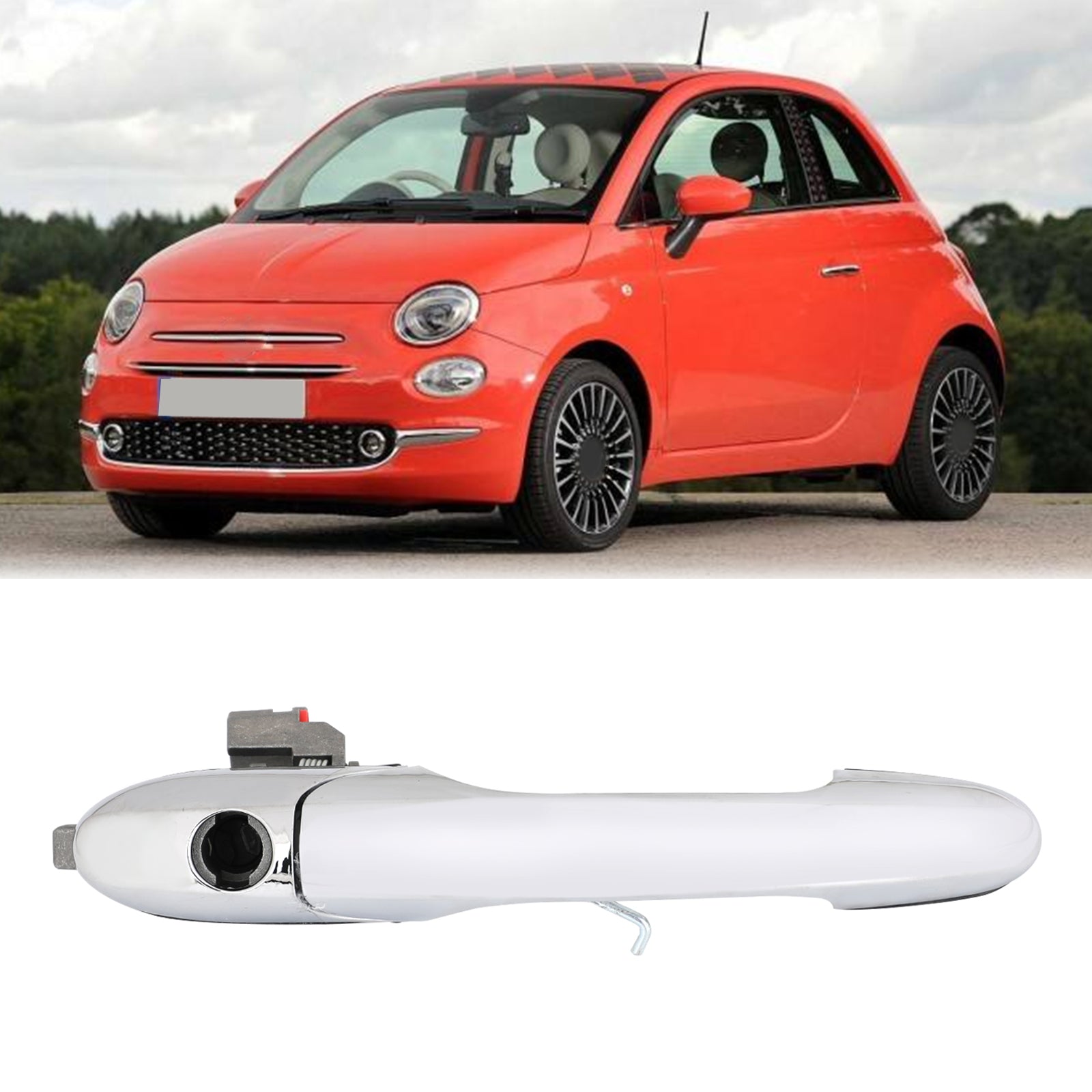 Poignée de porte extérieure chromée côté conducteur droit 735592012 convient pour Fiat 500 hors-jeu générique