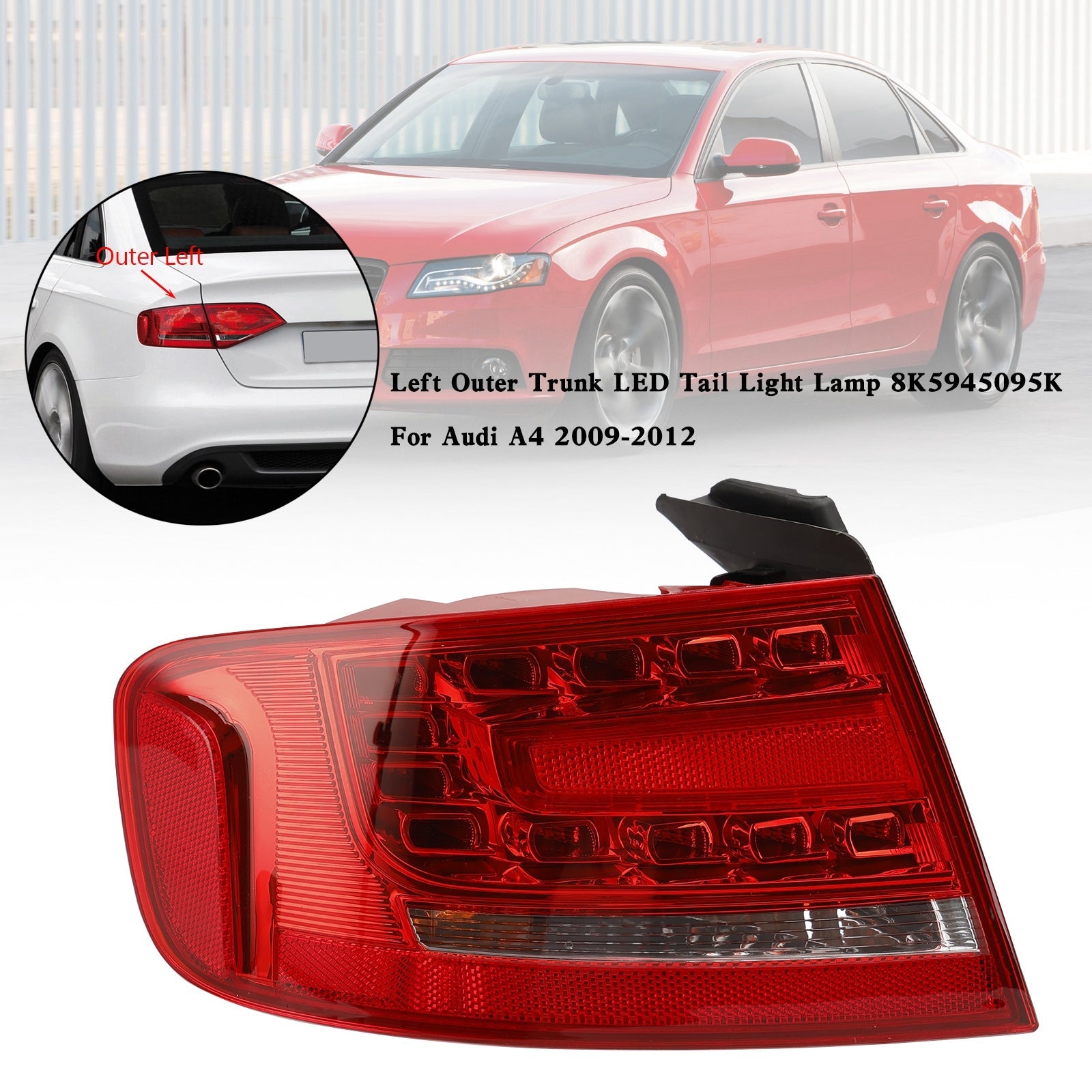 Audi A4 2009-2012 Fanale posteriore a LED per bagagliaio esterno sinistro
