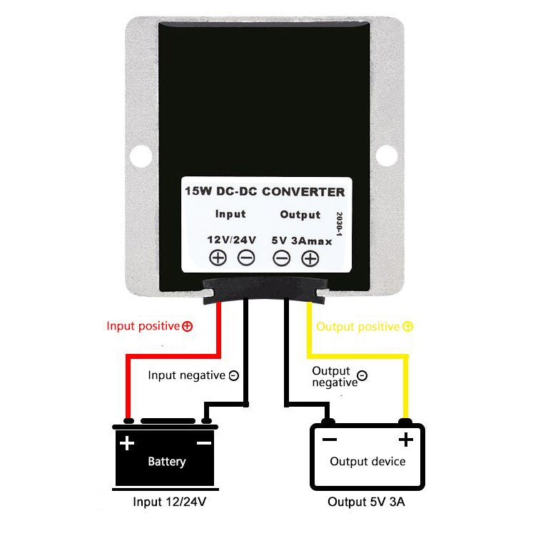 Étanche 12V/24V à 5V 3A 15W Régulateur de convertisseur de puissance CC/CC abaisseur