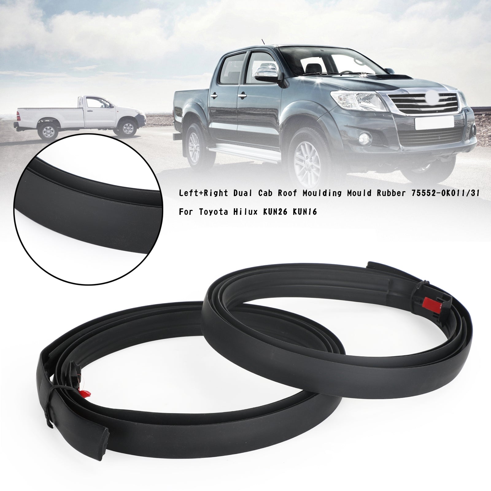 Gumowa listwa dachowa z podwójną kabiną 75552-0K011/31 dla Toyota Hilux KUN26 KUN16 Generic