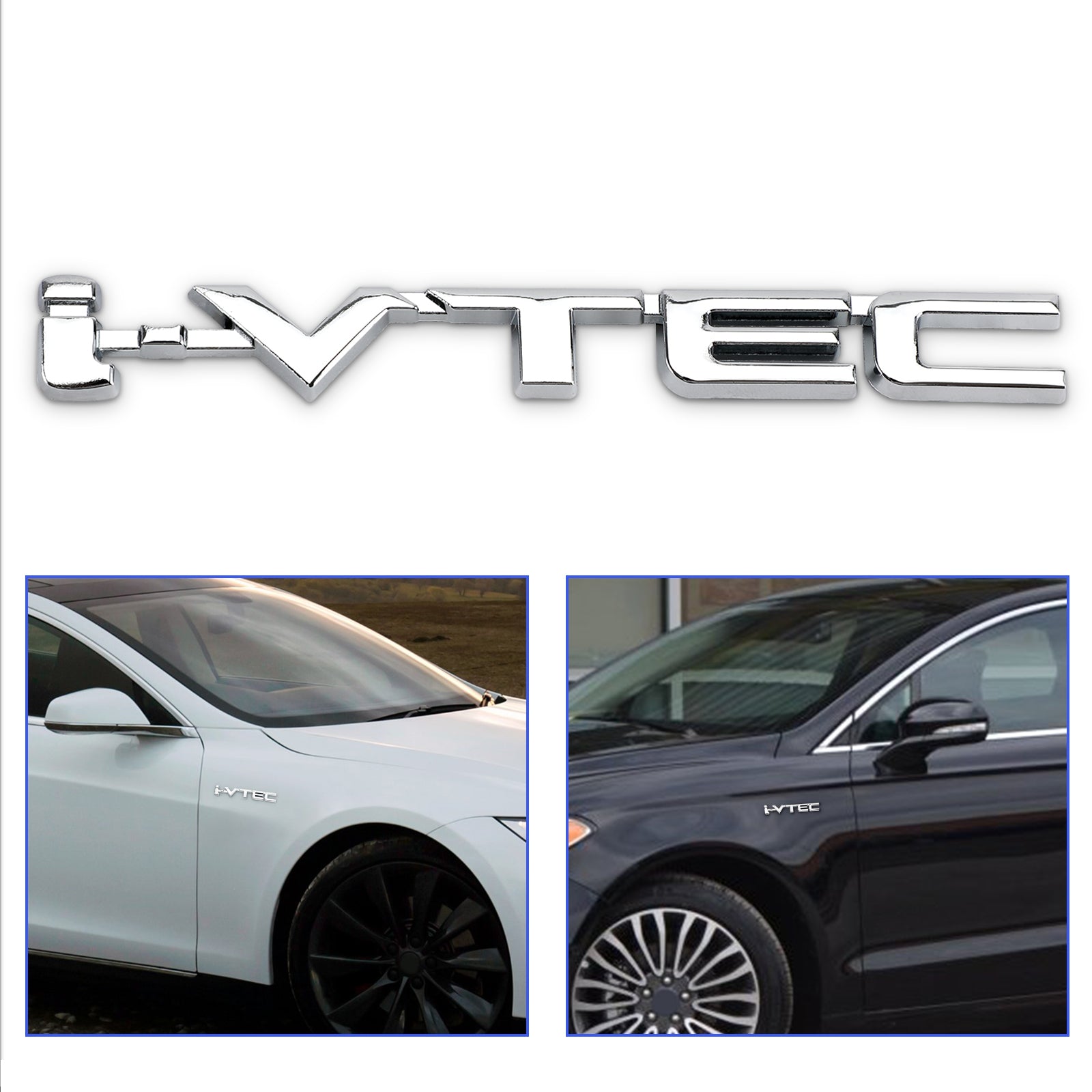 3d metal i-vtec auto trunk turbo fender emblème badge adesivi adesivi argent generico