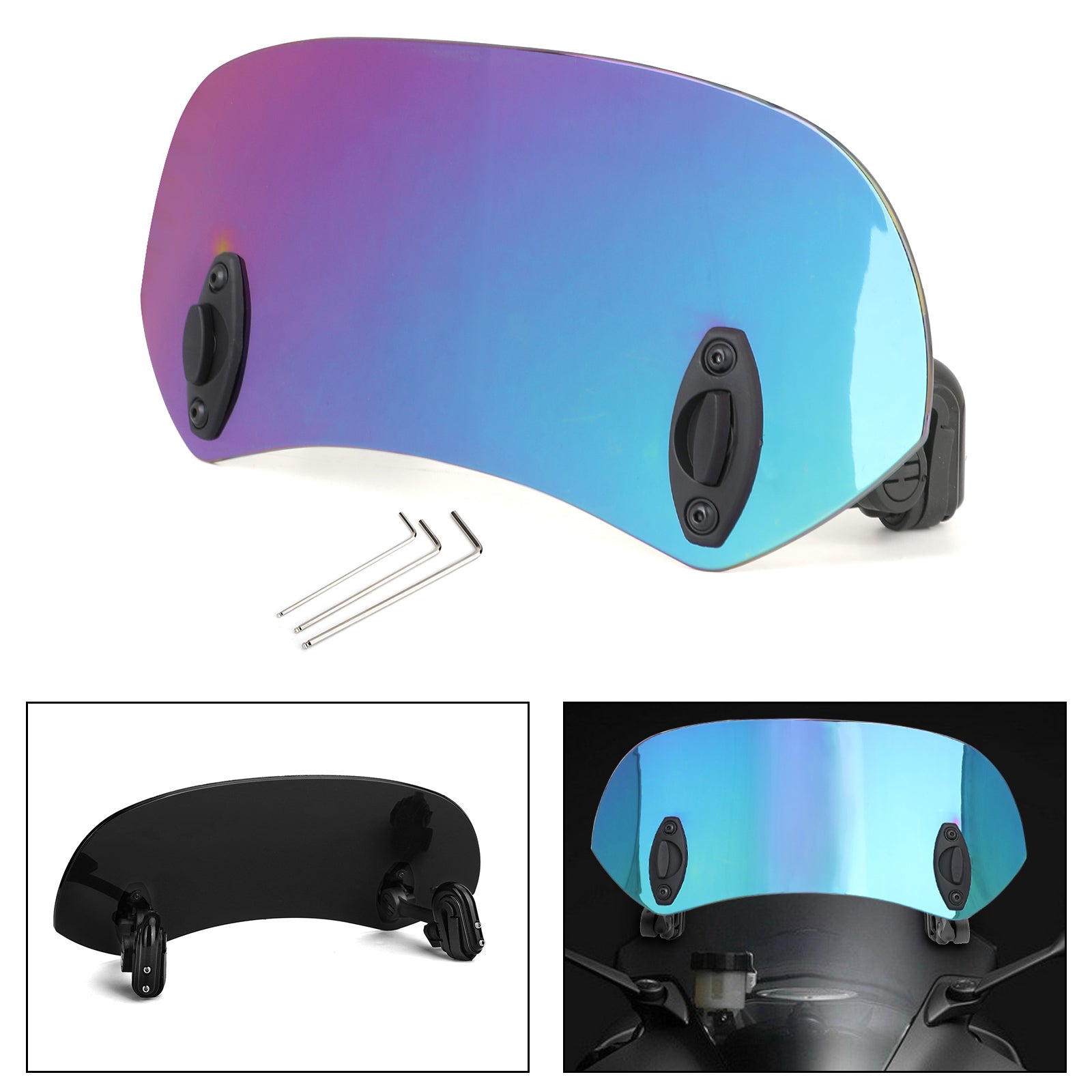 Clip regolabile in moto sul deflettore del vento di espansione del parabrezza