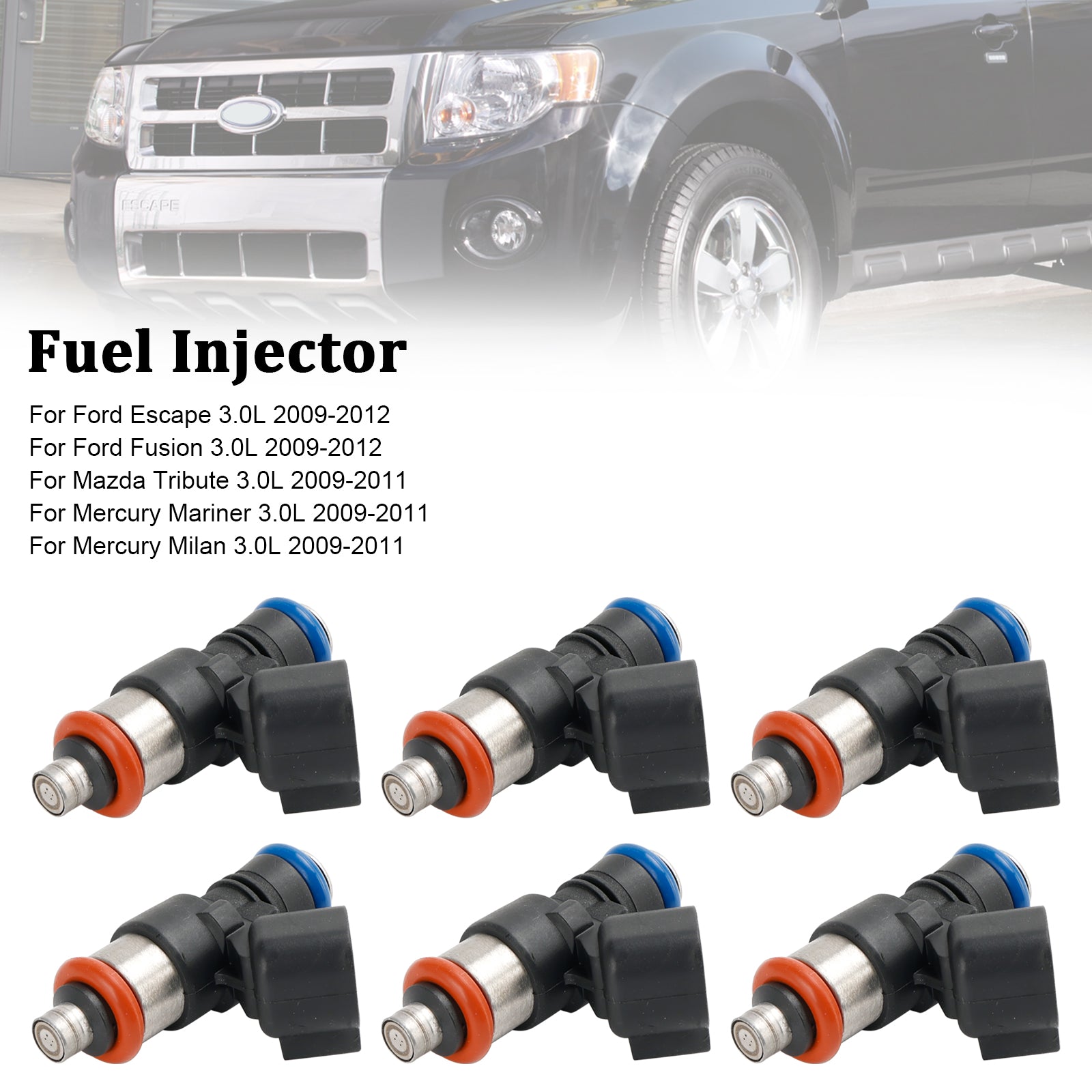 Injektor za gorivo 0280158189 Prilagojeno na Ford Escape Fusion Mazda 3.0L V6 6 kosov