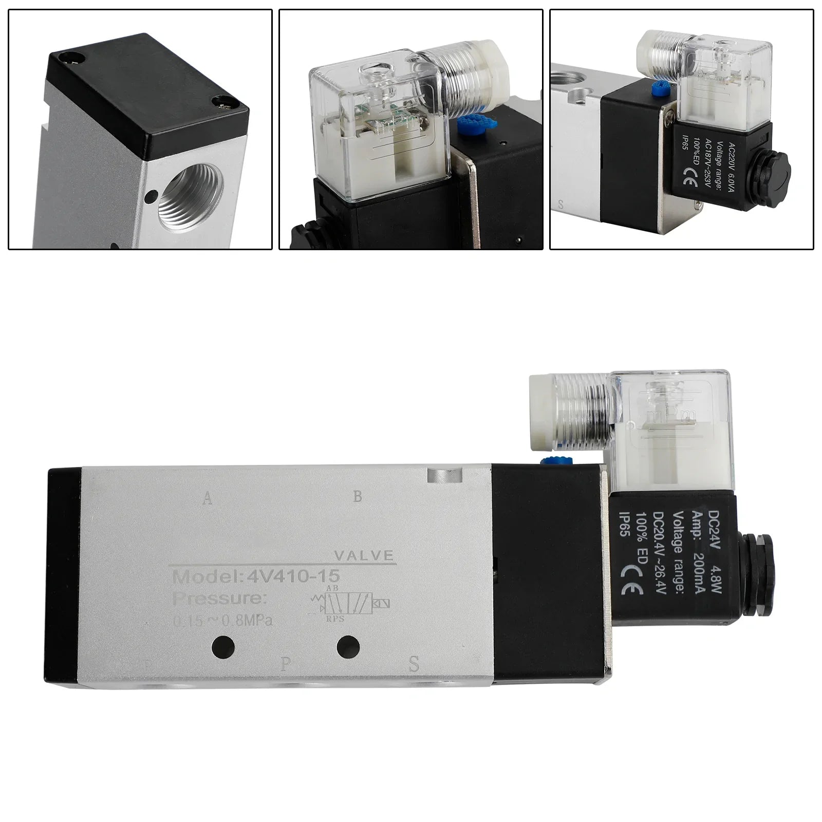 Électrovanne électrique pneumatique 4V410-15 AC 220V 2 positions 5 voies PT 1/2"