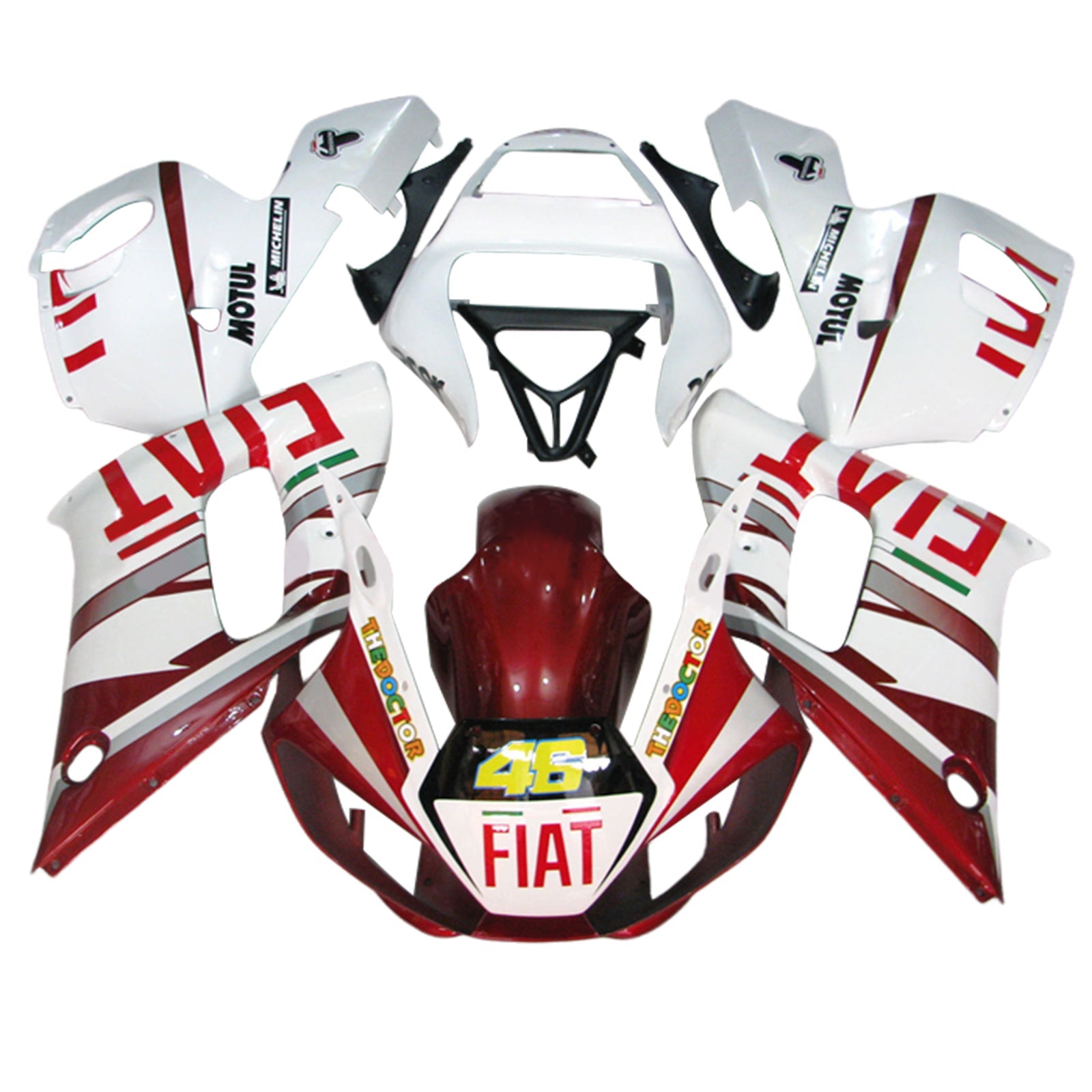 Amotopart Yamaha YZF 600 R6 1998-2002 Kit Carénage Carrosserie Plastique ABS