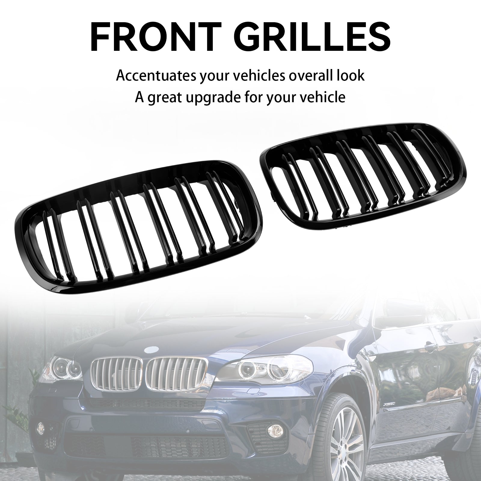 BMW X6 Hybrid E72 2008-2011 Glanzend zwarte voorbumpergrille