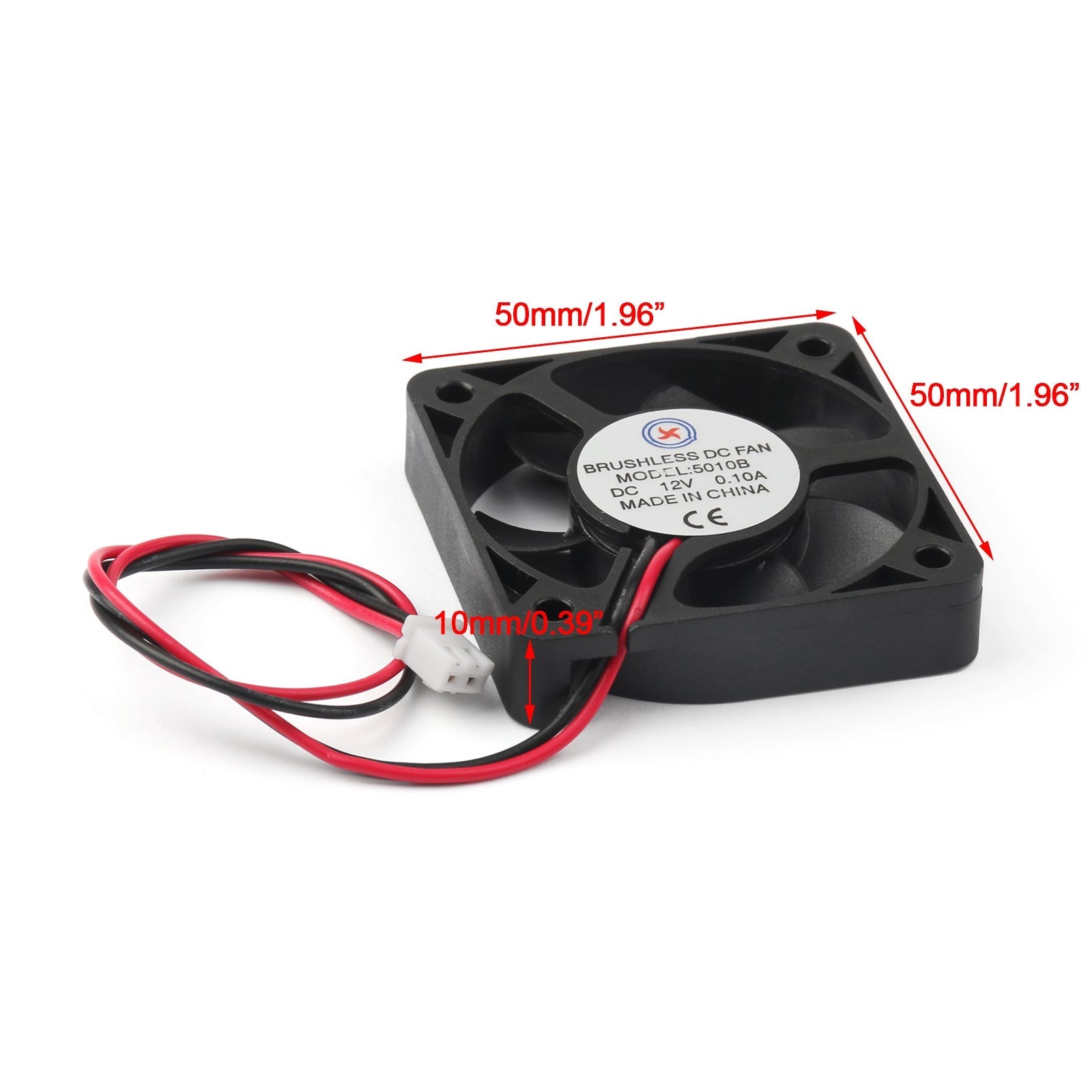 4 pièces 50mm x 10mm 5010B DC 12V 0.1A 2 broches ventilateur de refroidissement sans balais roulement à billes