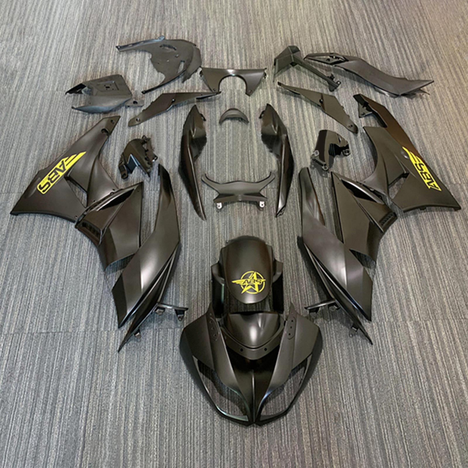 Amotopart Kawasaki ZX6R 636 2009-2012 Kit Carénage Carrosserie Plastique ABS