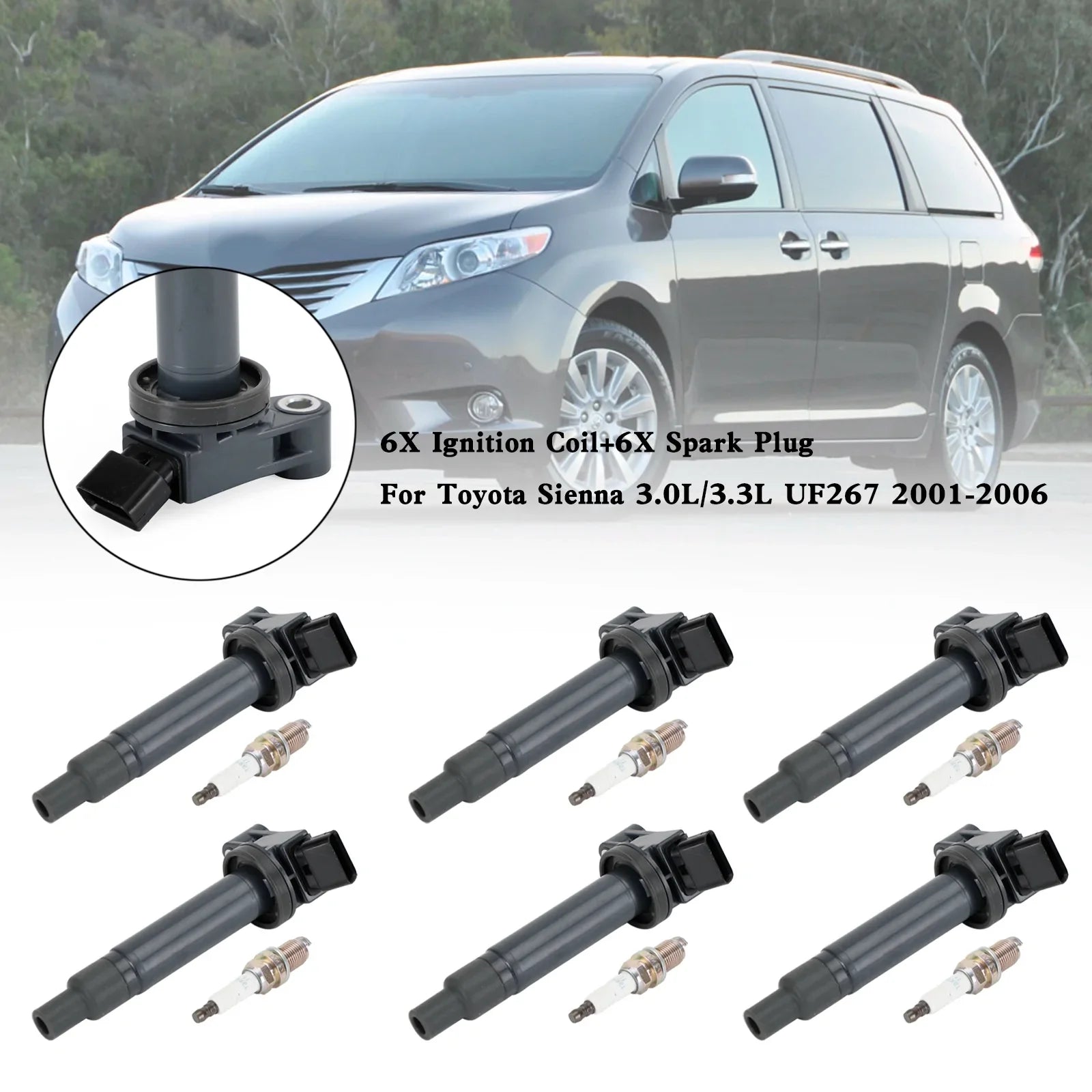 2002-2006 Toyota Camry 3.0L V6 6X Bobine 'allumage + 6X Bougie 'allumage 90919-02234 C-528 C1175 GN10536 UF267