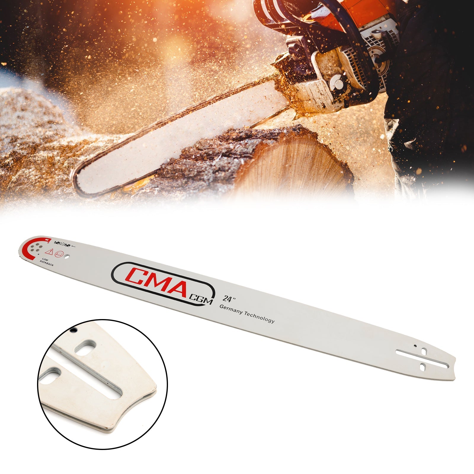 24" MOOTTORISAHAN OHJAUSTANKO 0,325" Nousu 0,058 Mitta 94DL Jälkimarkkinoiden vaihto