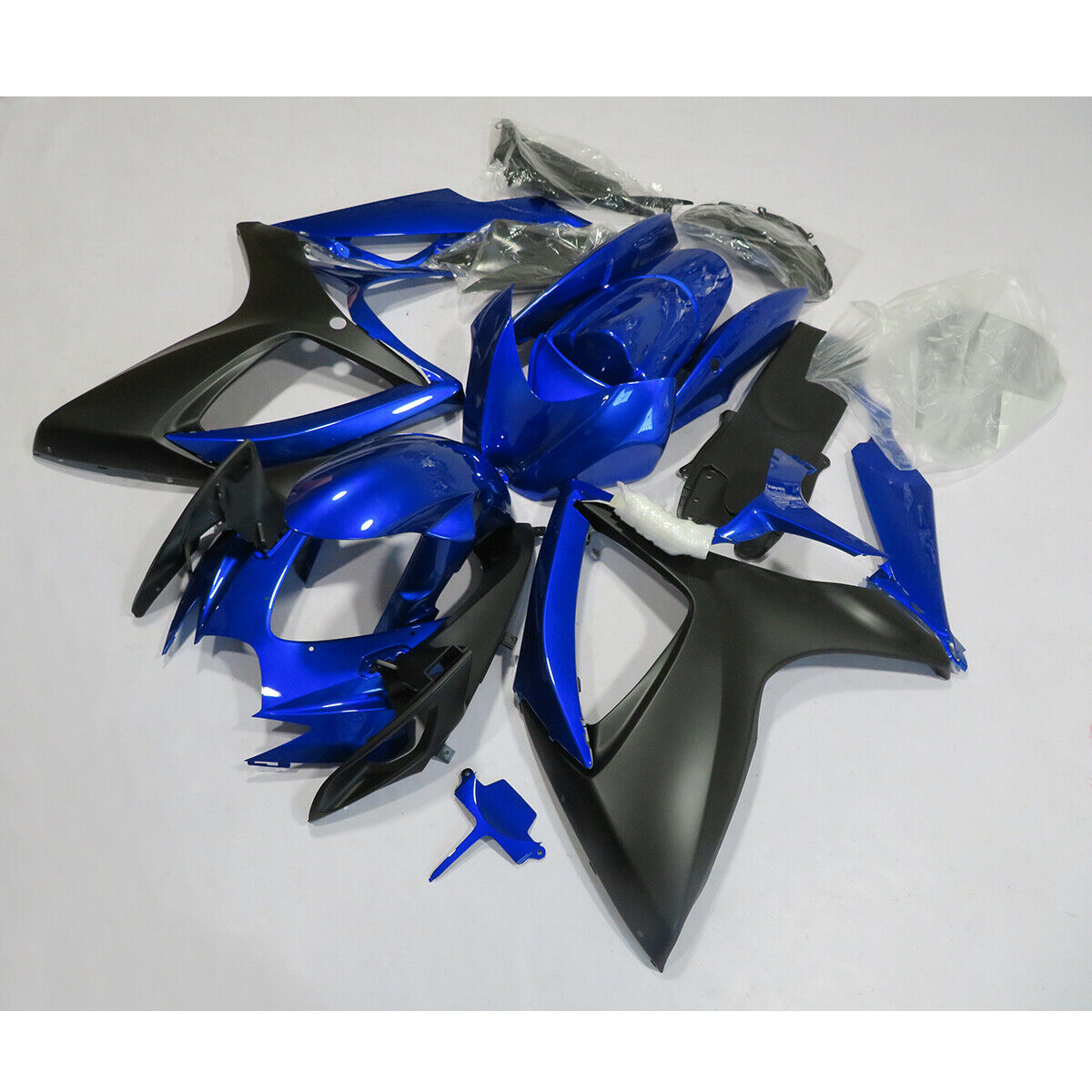 Amotopart Plastic Injectie Kuip Kit Blauw Zwart Fit Voor Suzuki GSXR600/750 2006-2007 Generiek