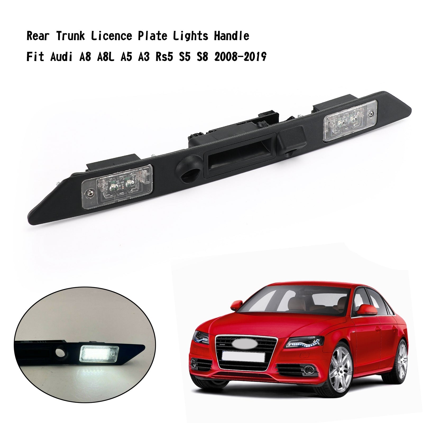 Manija de luces traseras para matrícula de maletero, para Audi A8, A8L, A5, A3, Rs5, S5, S8, 2008-2019, genérico