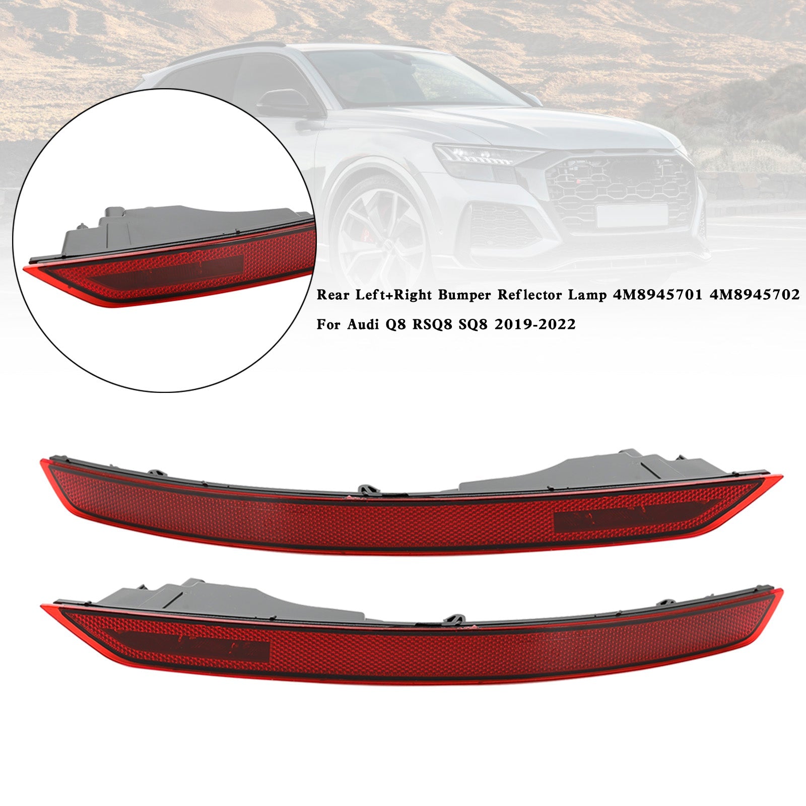 Audi Q8 RSQ8 SQ8 2019-2022 Lámpara reflectora de parachoques trasero izquierda + derecha 4M8945701 702